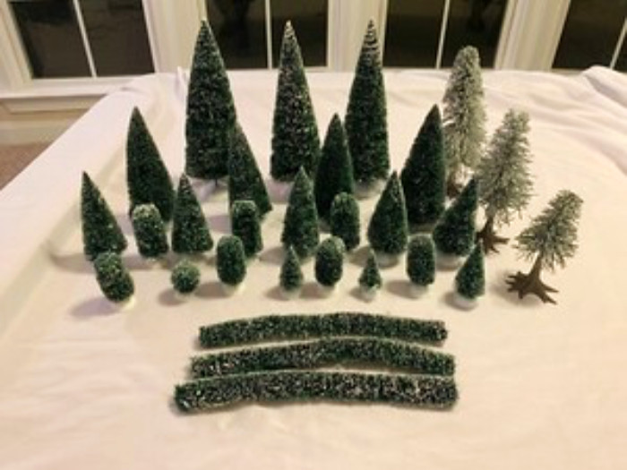 Lot of 190 Frosted Brush & Pine Christmas Village Trees Variety Mixed 1-9” LEMAX