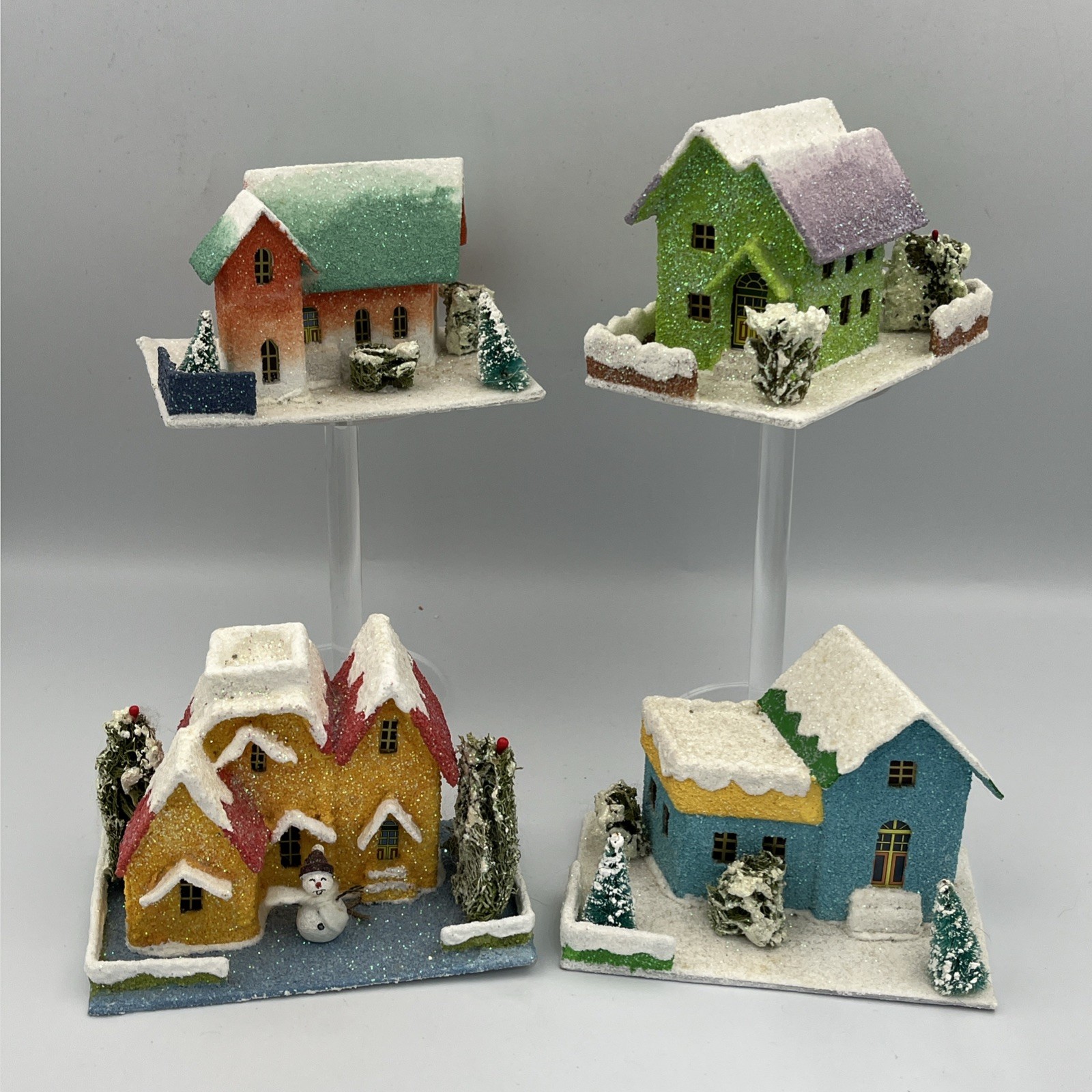 Christopher Radko Shiny Brite Frost Glenn Set of 4 Putz Houses 4013530