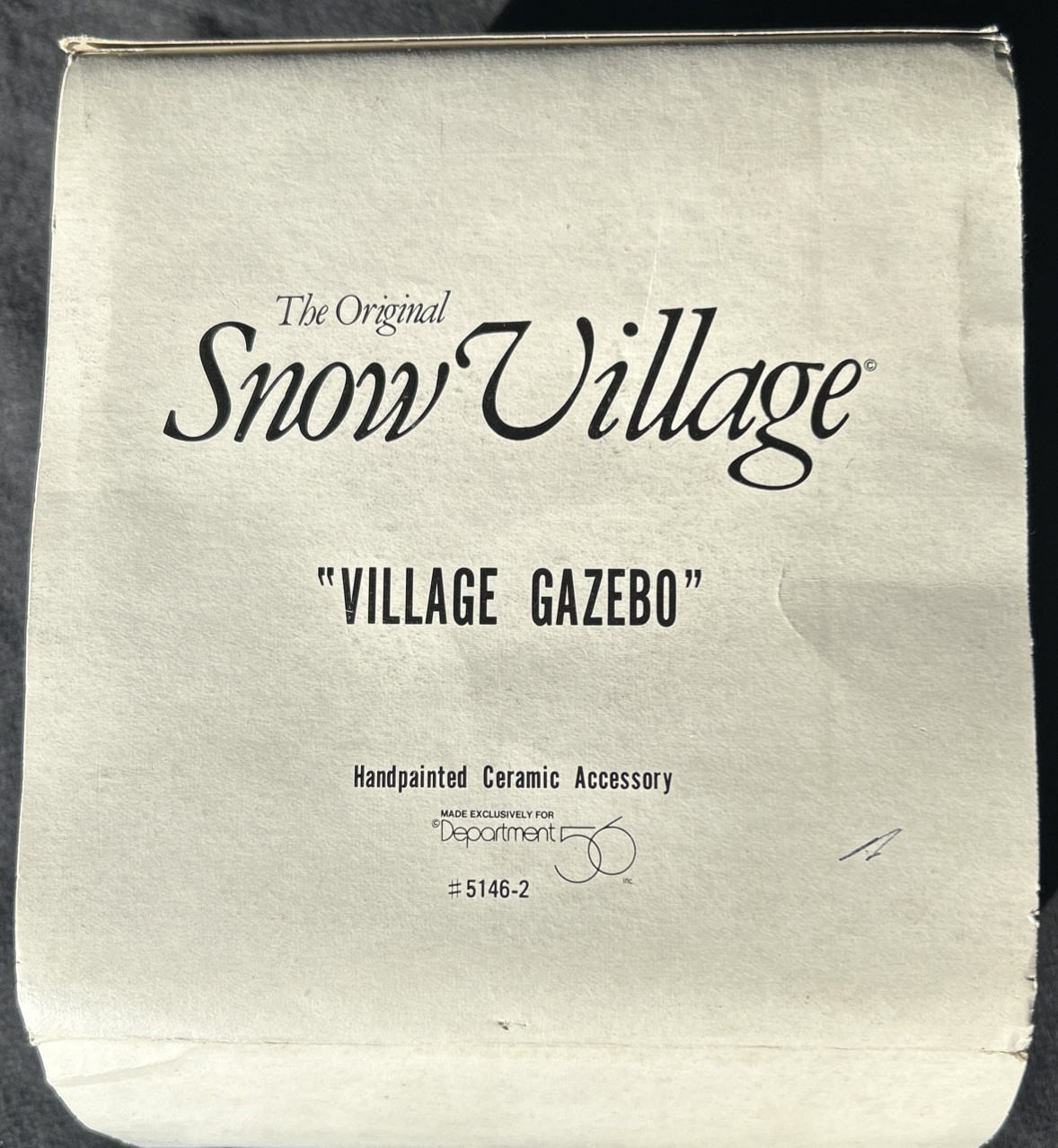 Vintage 1988 Department 56 (D-107) “SNOW VILLAGE” “VILLAGE GAZEBO” # 5146-2