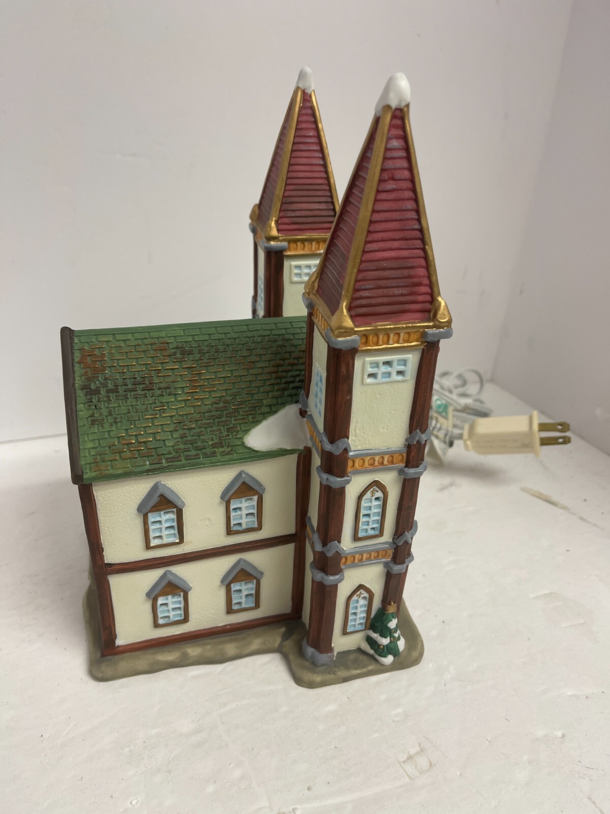 Christmas Village Lighted Church , Hand Painted Porcelain XPH-55 Galleria CR793