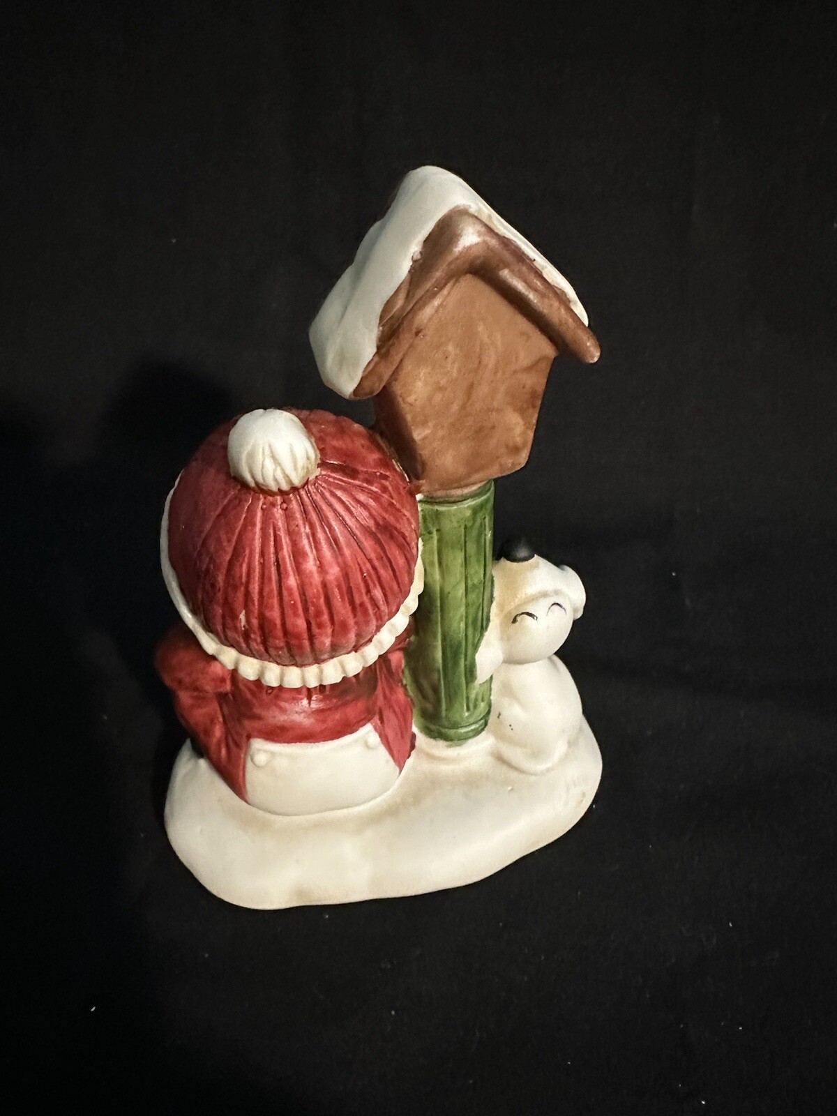 Vintage Boy And Dog Ceramic Village Figure. Nice Christmas Decoration. Very Cute