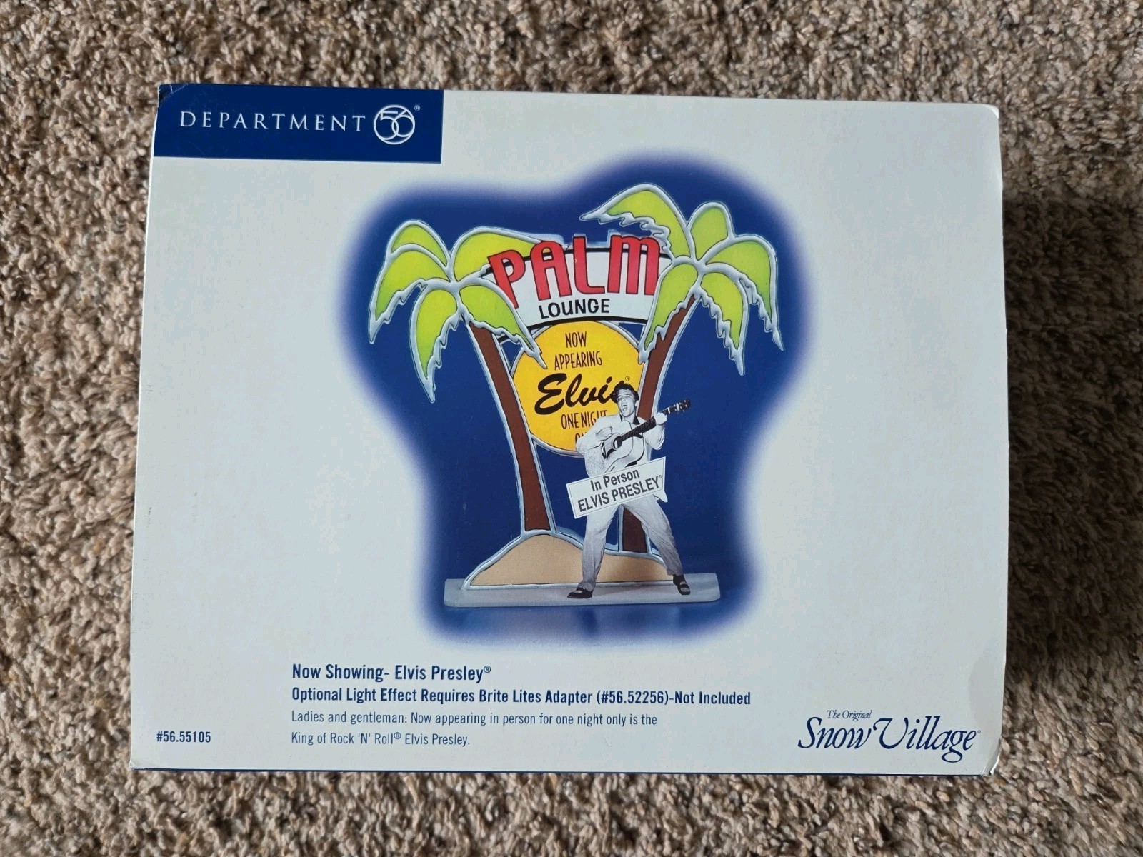 Department 56 Palm Lounge Now Showing Elvis Presley 55105 Vintage 2000 Boxed