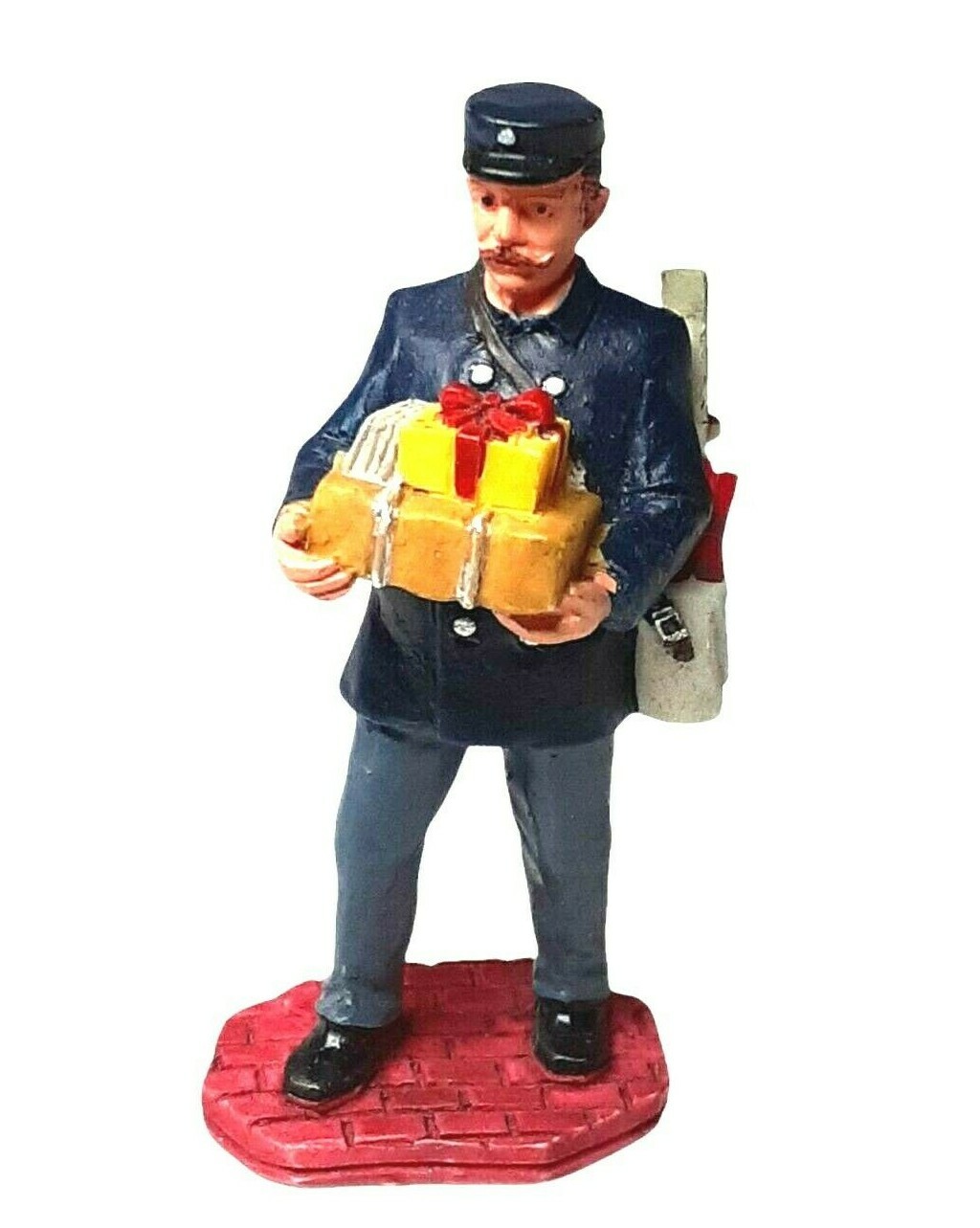 Lemax Christmas Village Figure Mailman with Colorful Packages Mail Bag Retired