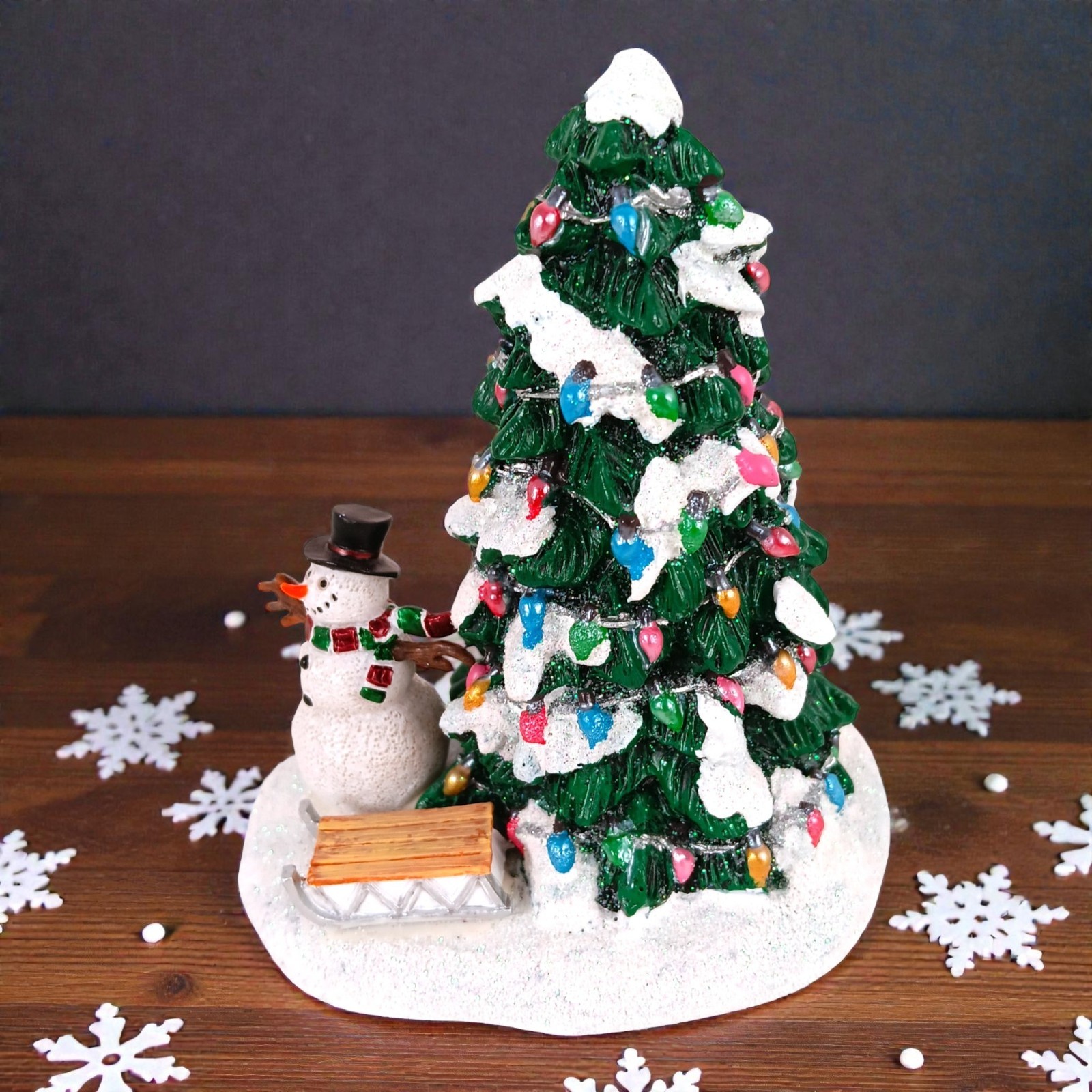 Hawthorne Village Christmas Tree, Snowman, Sled, Bradford Exchange Holiday Cheer