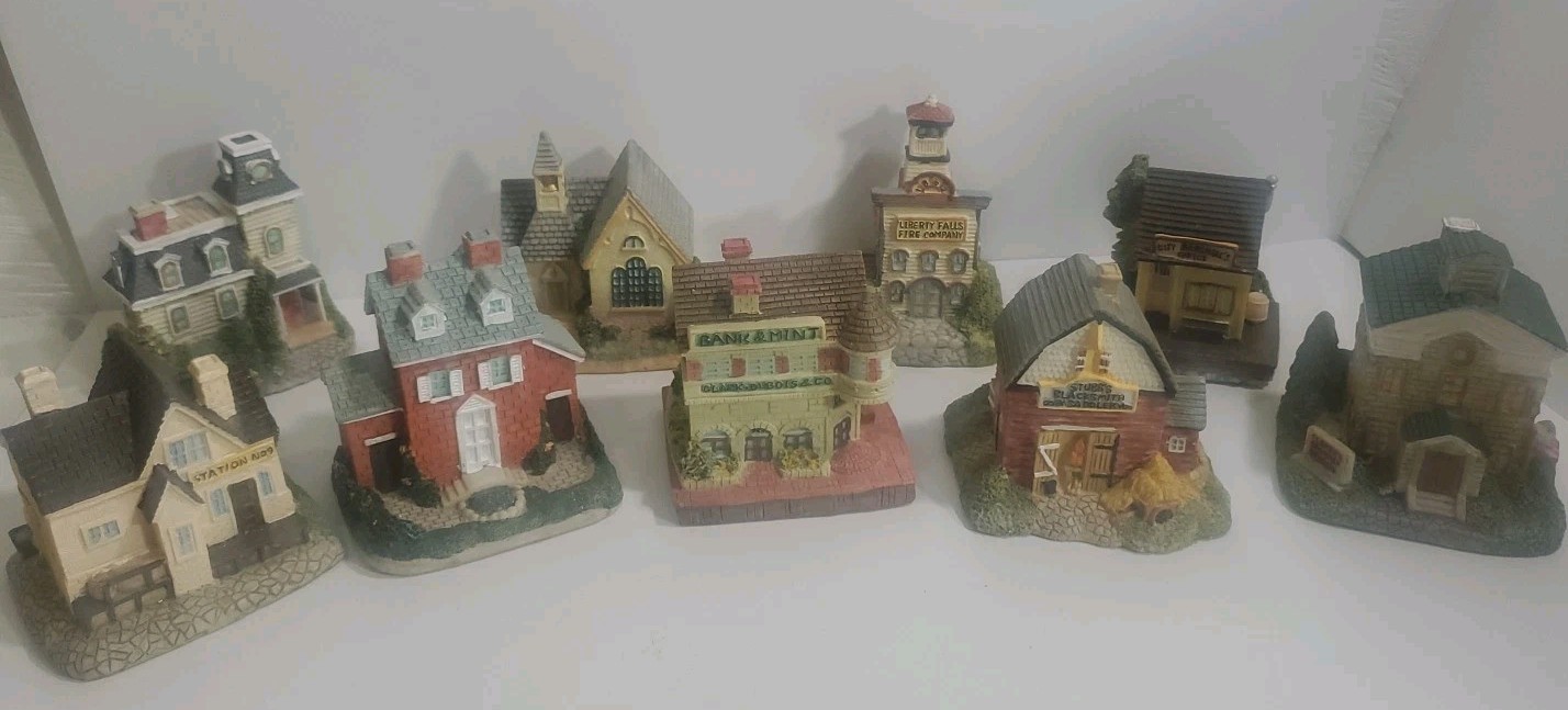 Vintage Miniature Village Buildings Houses International Resourcing Services 9pc