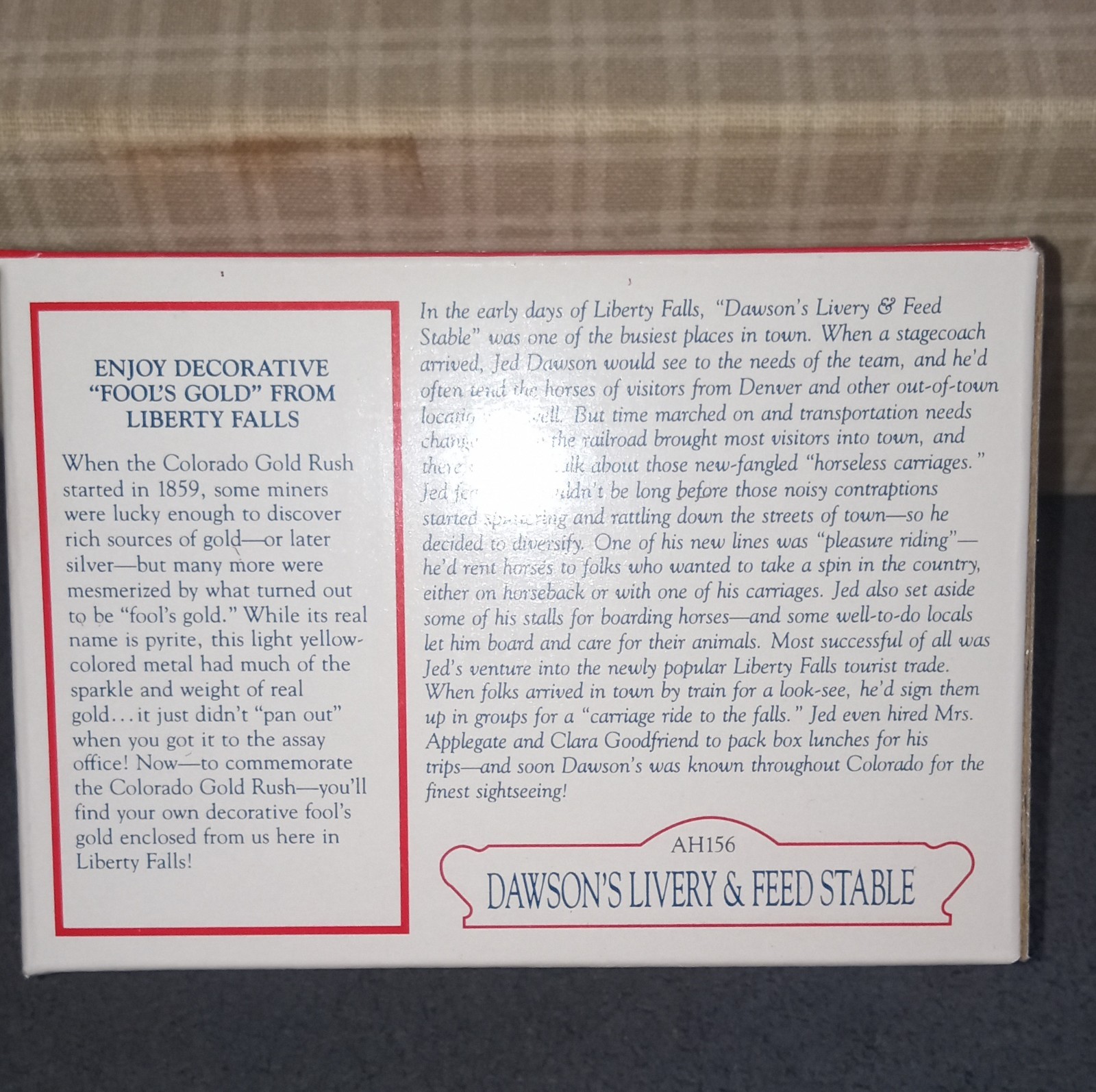 Liberty Falls Dawson’s Livery & Feed Stable 1998 Pewter Hand Painted Gold Rush