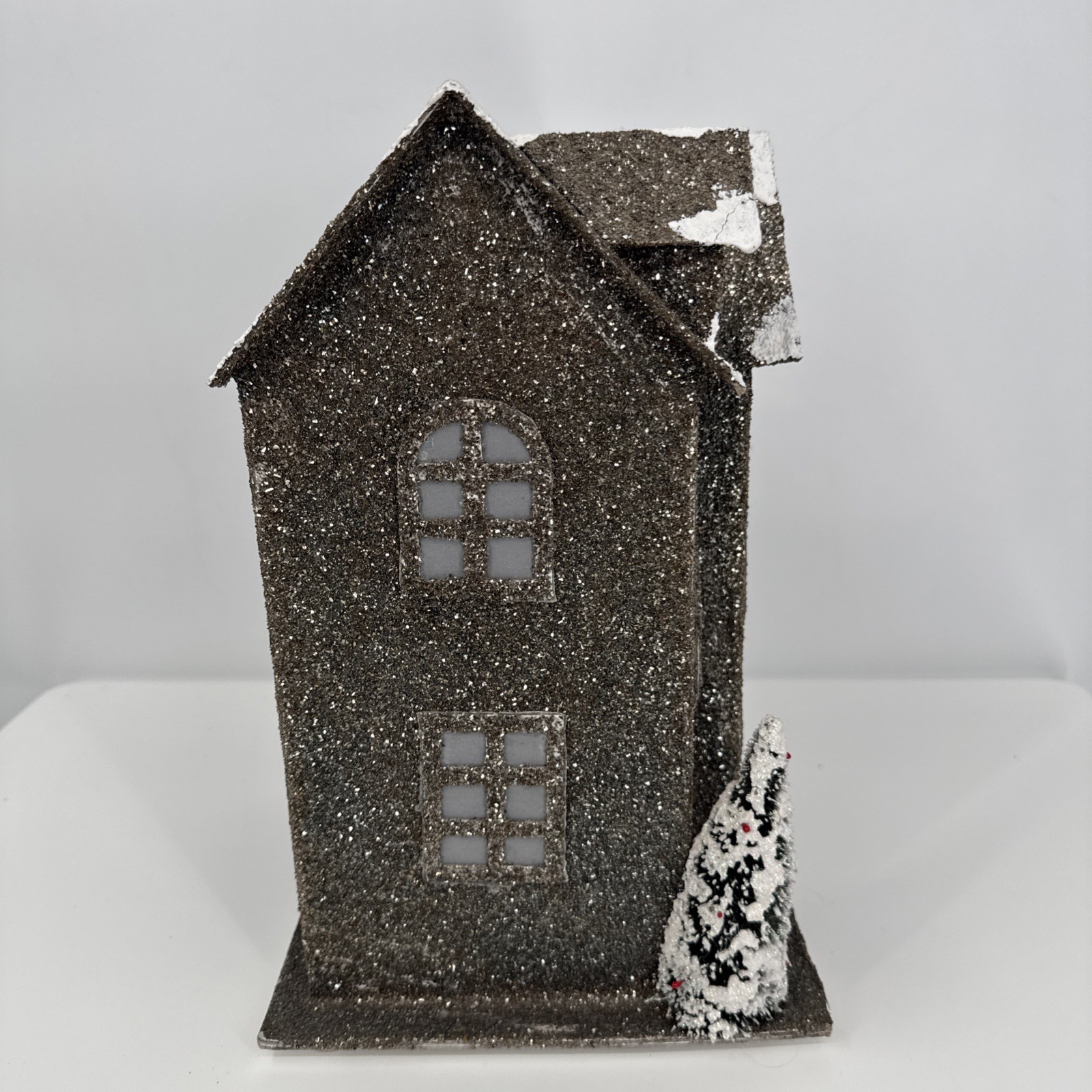 Christmas Cardboard Glitter House Holiday Decor Whimsygoth Glitter Light up