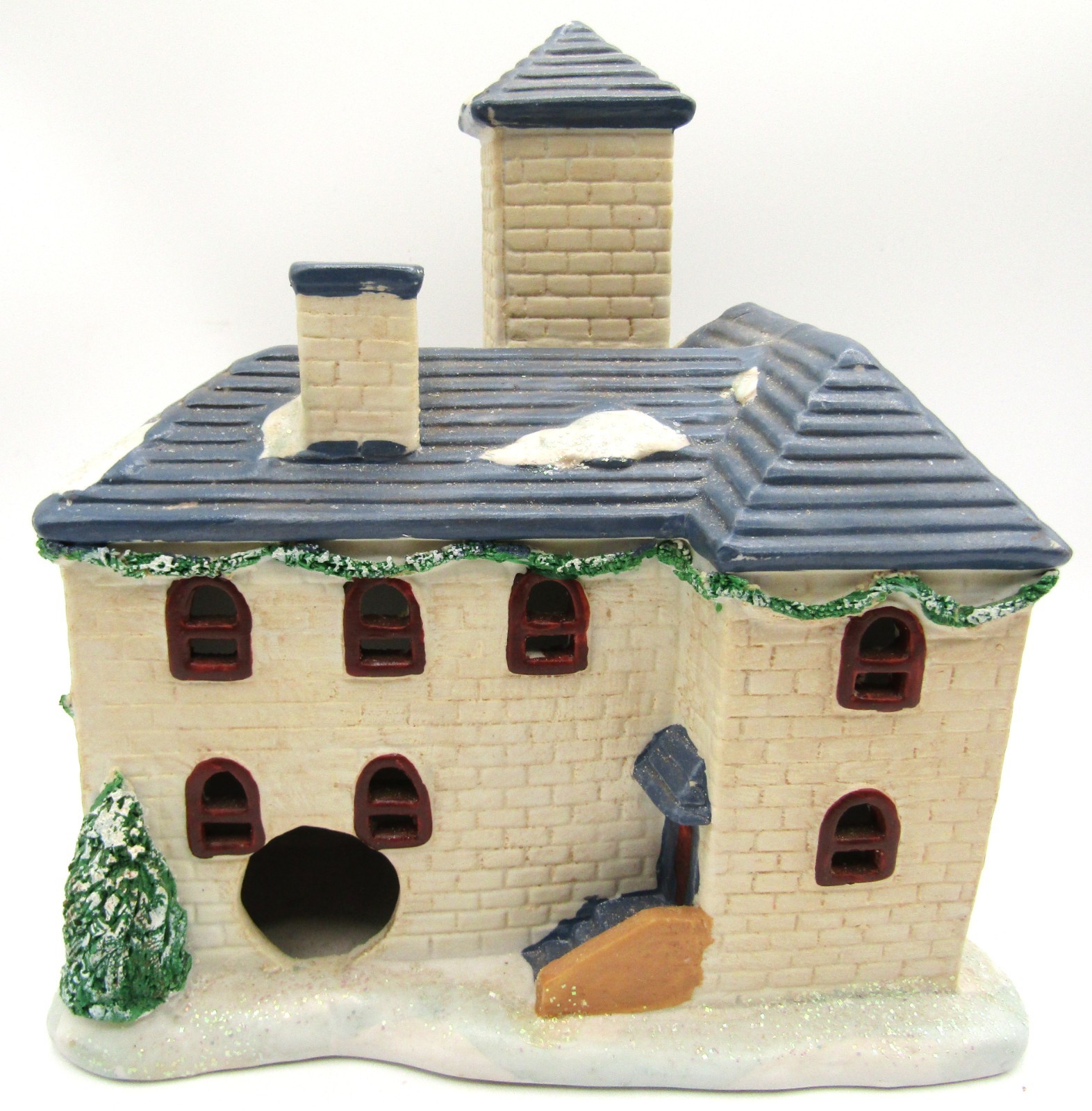 Christmas Traditions PACIFIC CLUB Lighted Ceramic House -7” Tall-W/ Light Cord