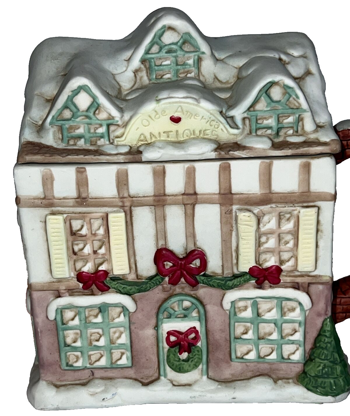 Tea Pot Christmas Village Antique Store with Carolers Décor 4.5″ H Vintage
