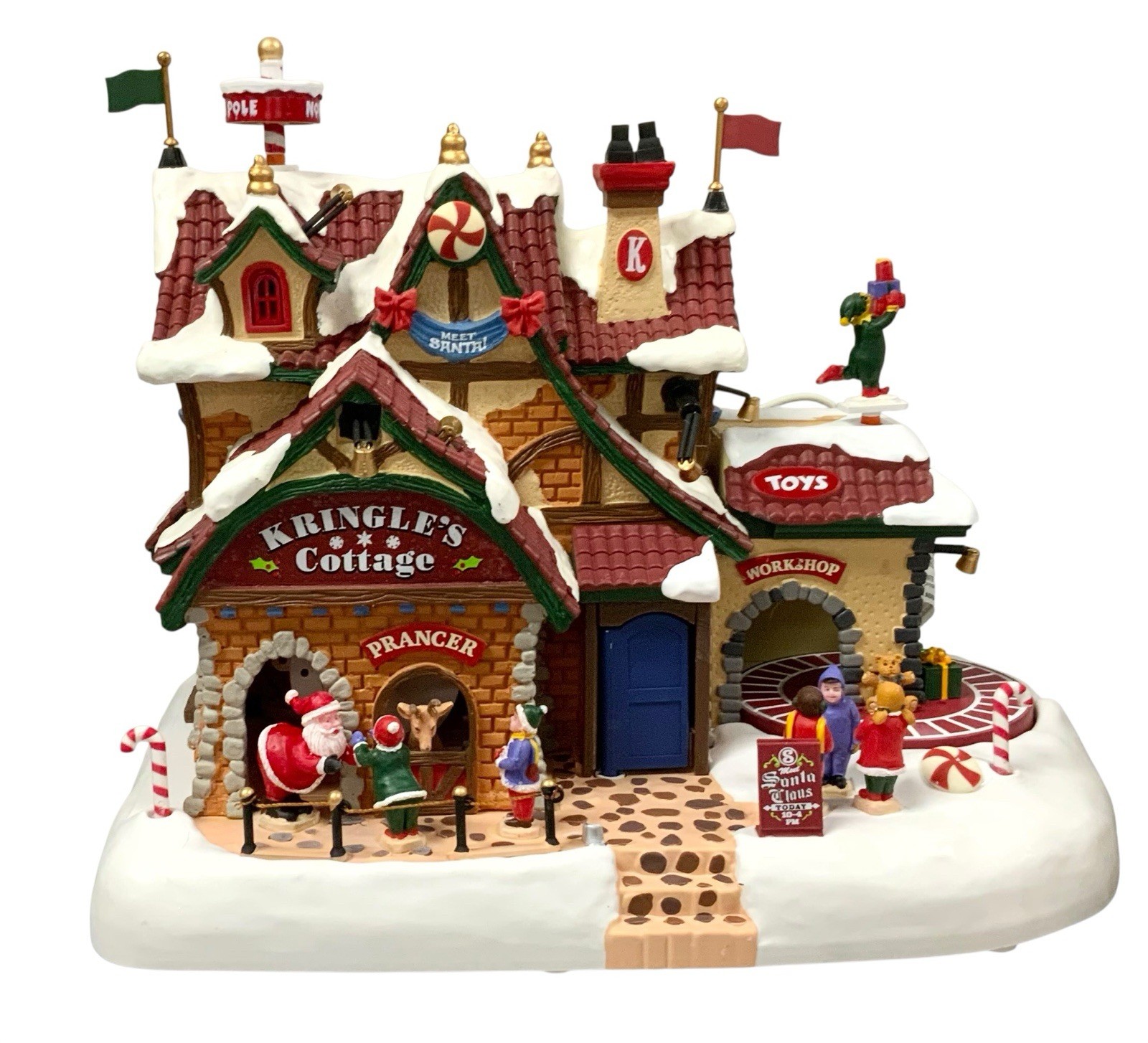 Lemax 95462 Kringle’s Cottage Santa’s Wonderland Village Lights & Sound Tested