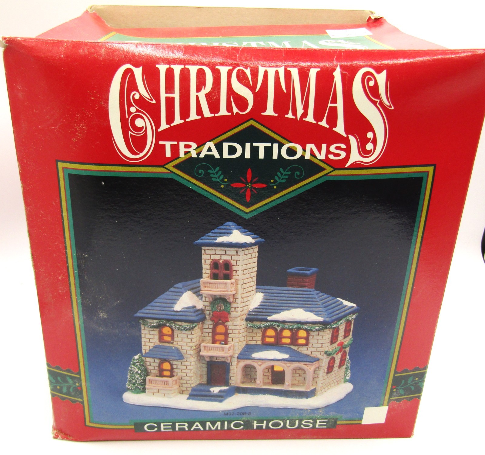 Christmas Traditions PACIFIC CLUB Lighted Ceramic House -7” Tall-W/ Light Cord