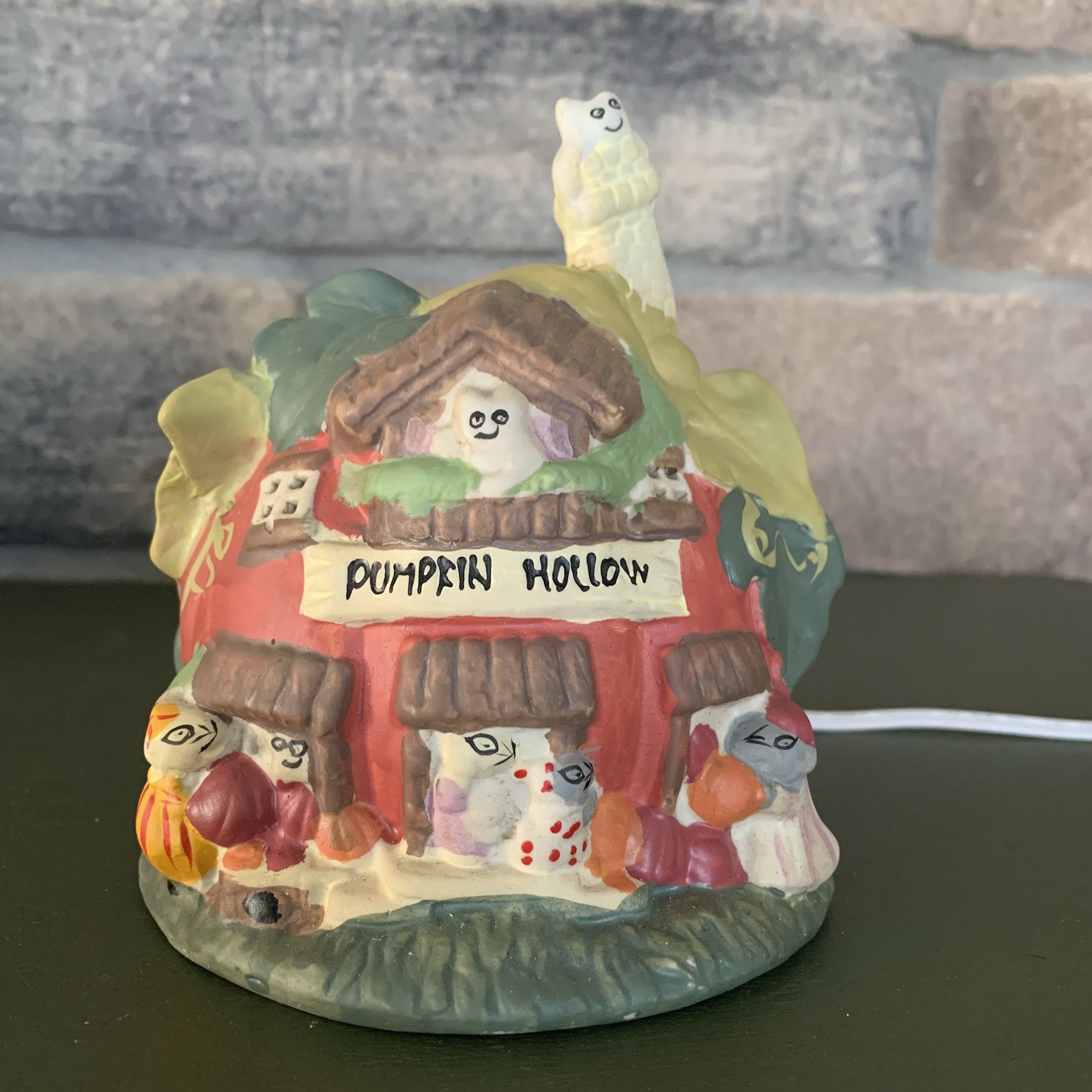 Porcelain Lighted Halloween House Pumpkin Hollow Ghosts 6”