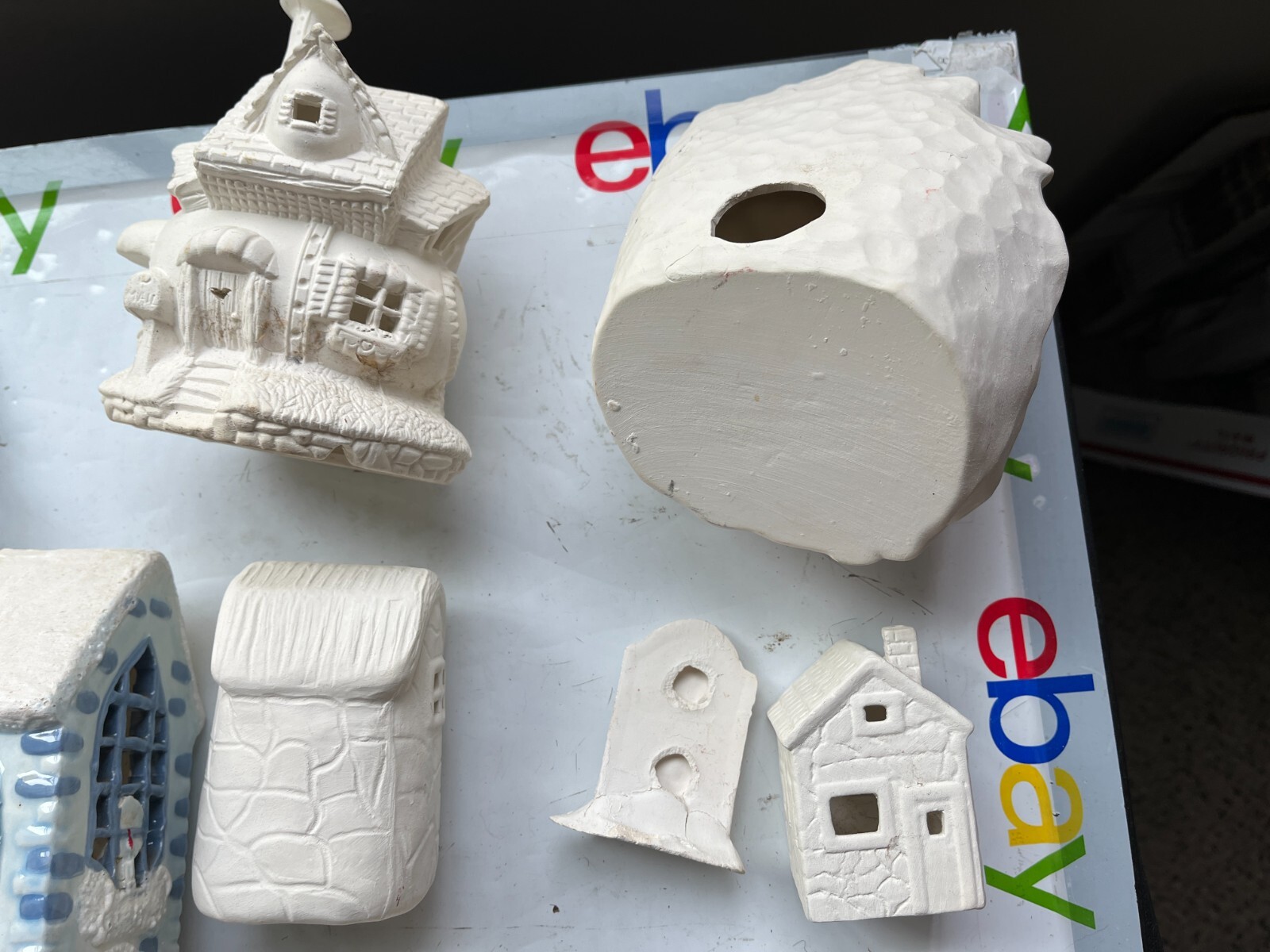 Lot of Ceramic Mostly Unpainted Figures Christmas Halloween Easter Village