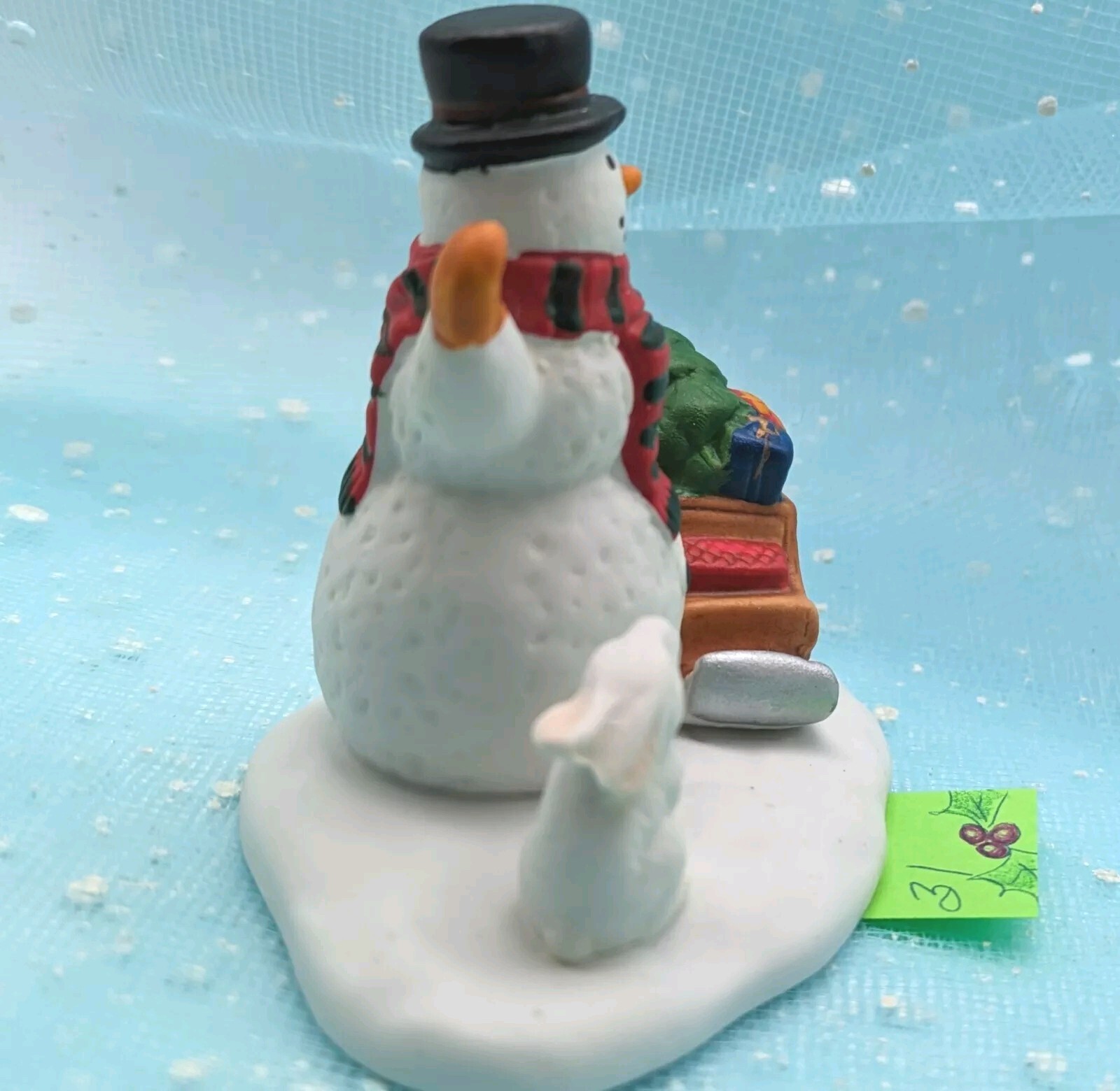 Lemax Porcelain waving Snowman Bunny Sisal Tree Christmas Village LOOSE INV31