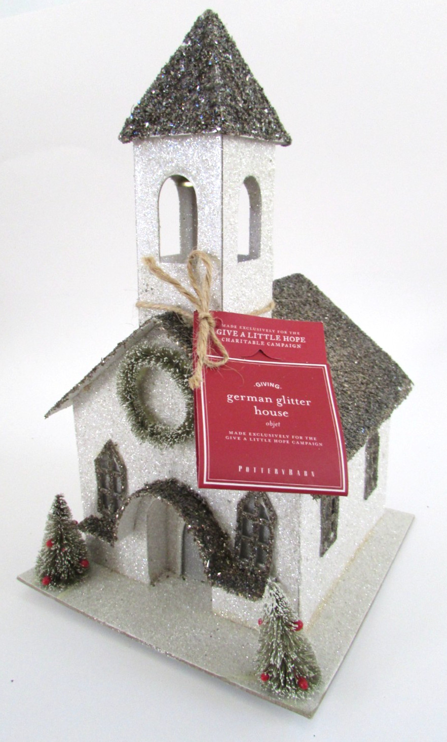 Pottery Barn Christmas Large German Glitter House Church Putz Style NWT