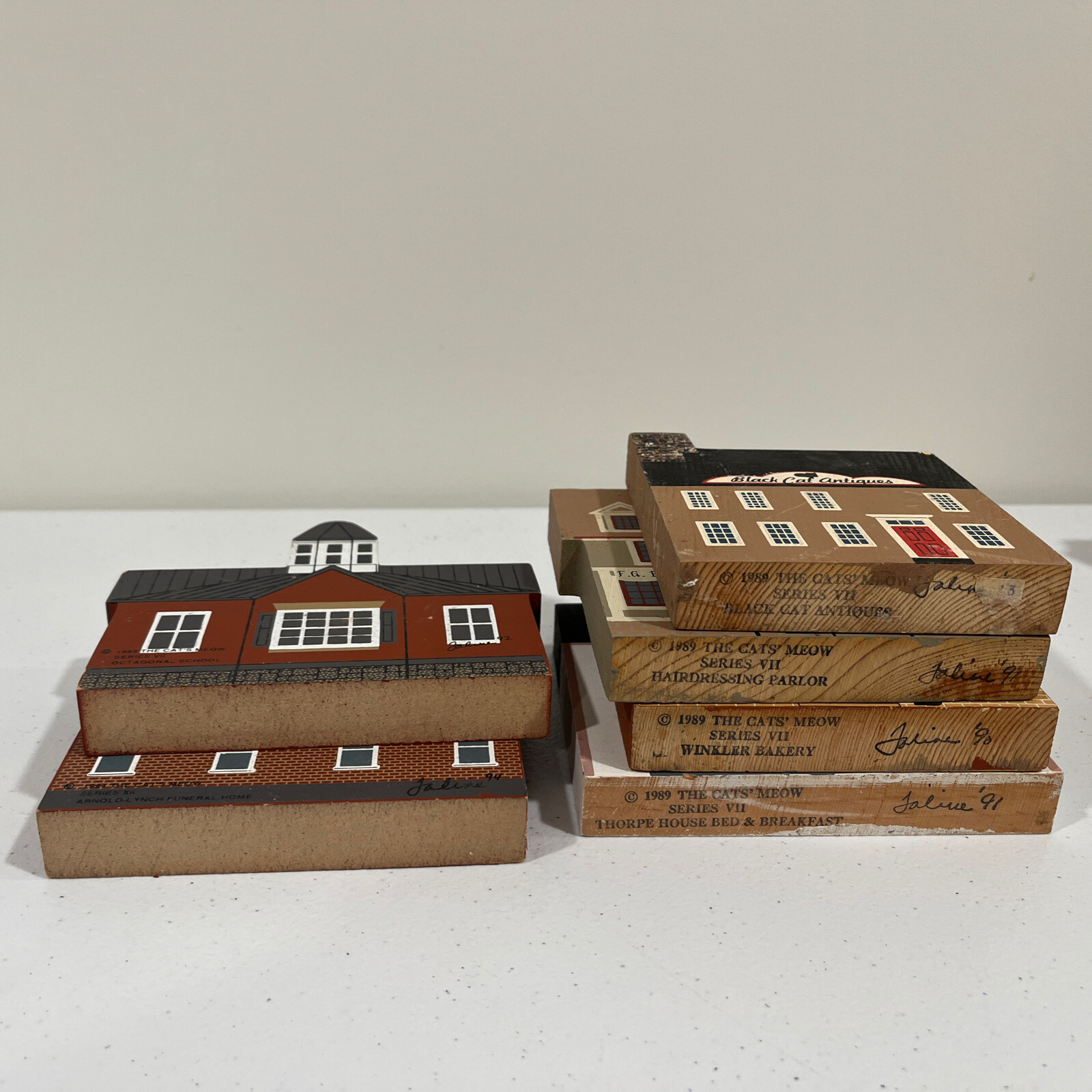 Cat’s Meow Wooden Village House Collectibles Lot of 6 Series VII 7 Bakery School
