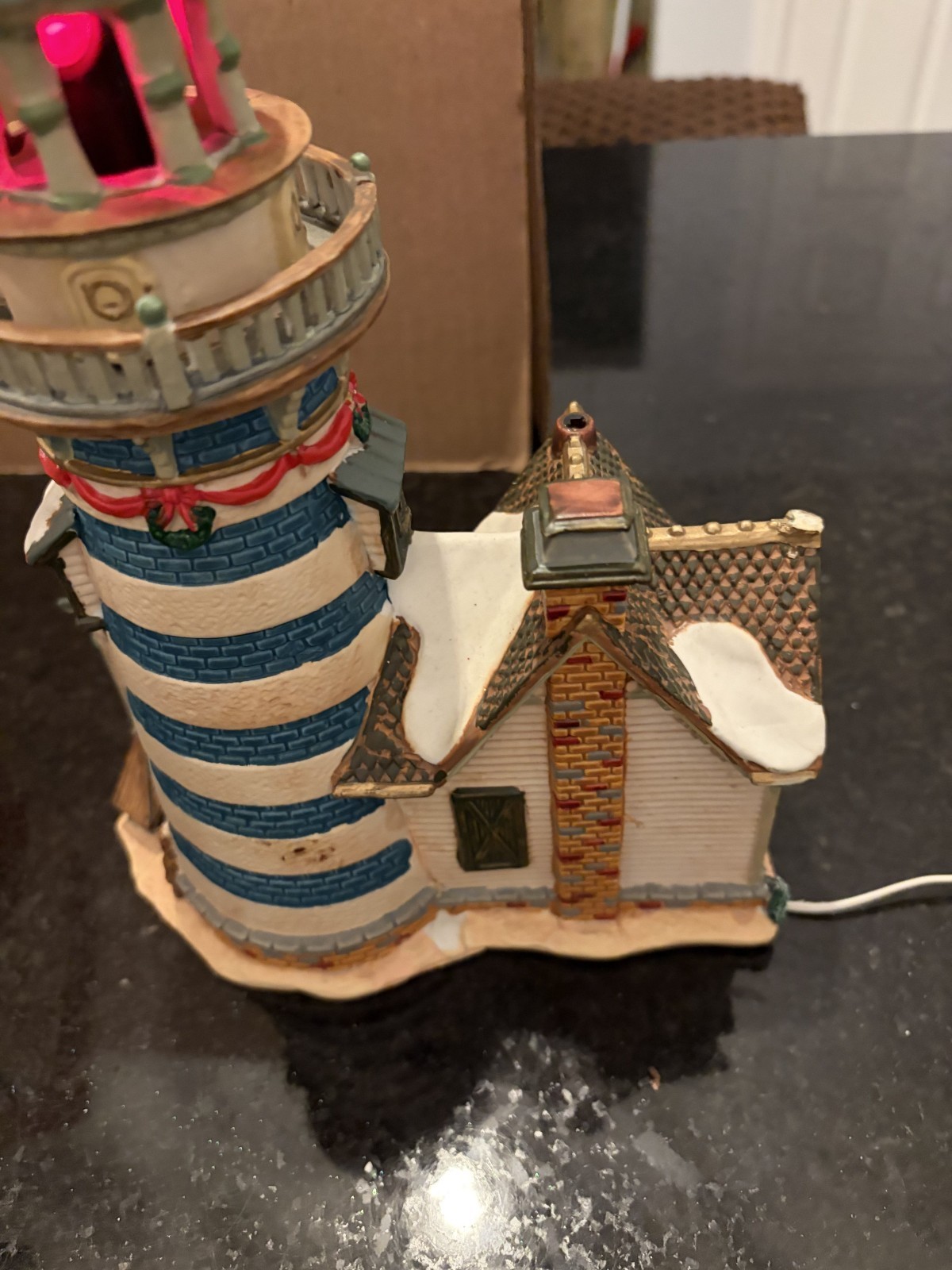 Lemax Plymouth Corners Rotating Beacon Lighthouse Christmas Village w/ Box Works