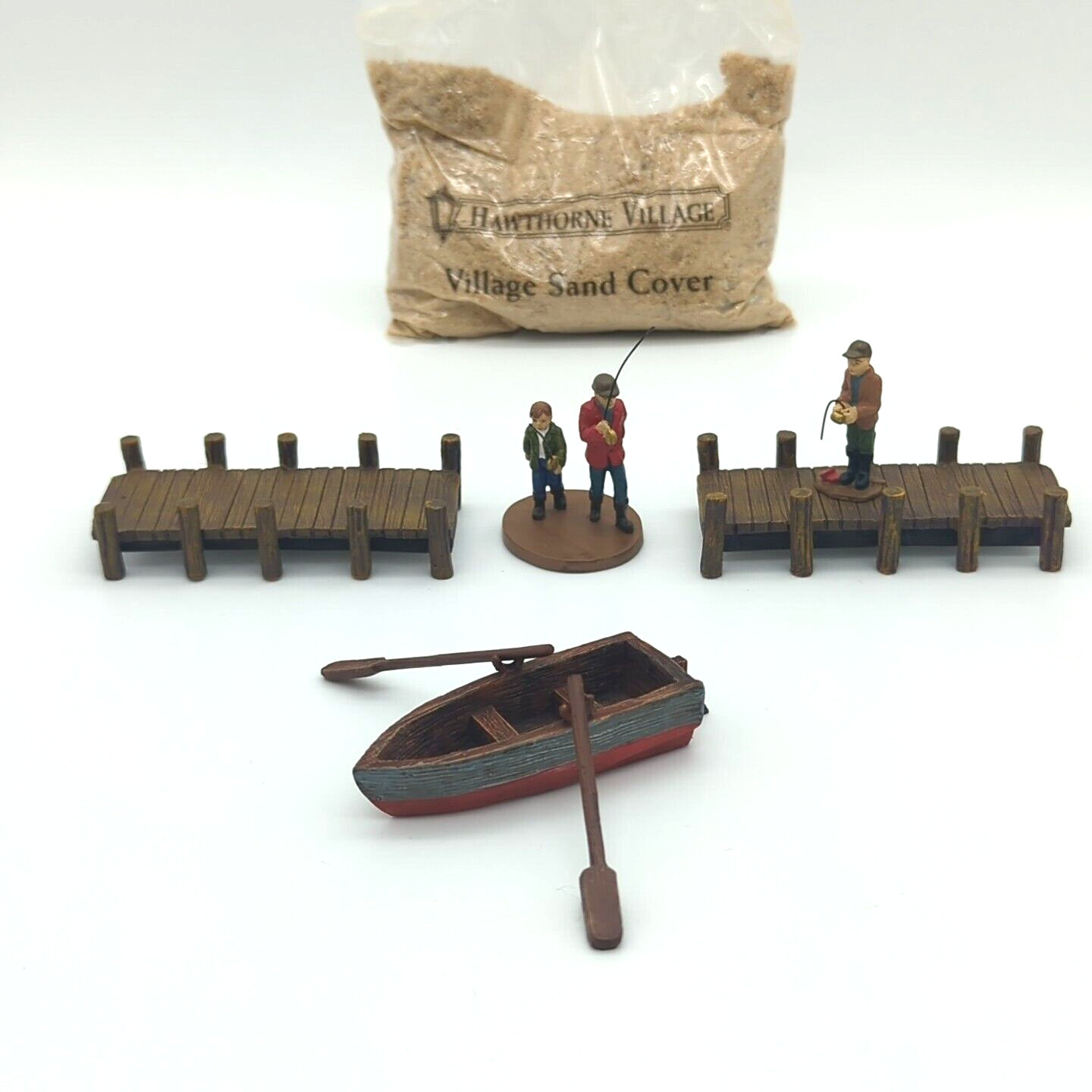 Hawthorne Village Accessory Set Fisherman Boat Docks Cove Sand Lake Fishing 013