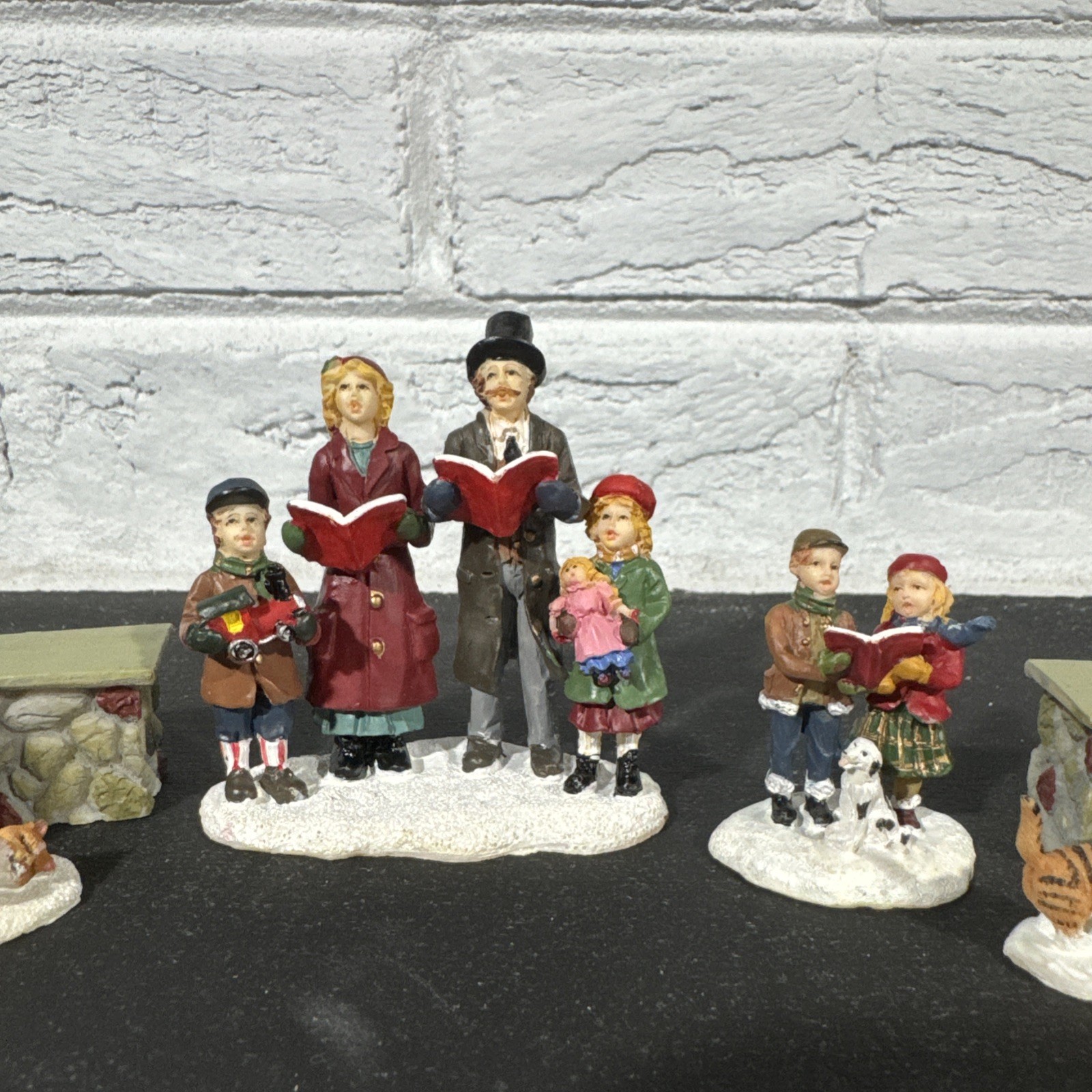 St Nicholas Square Christmas Village Accessory Figure Lot Carolers Wall Mailbox