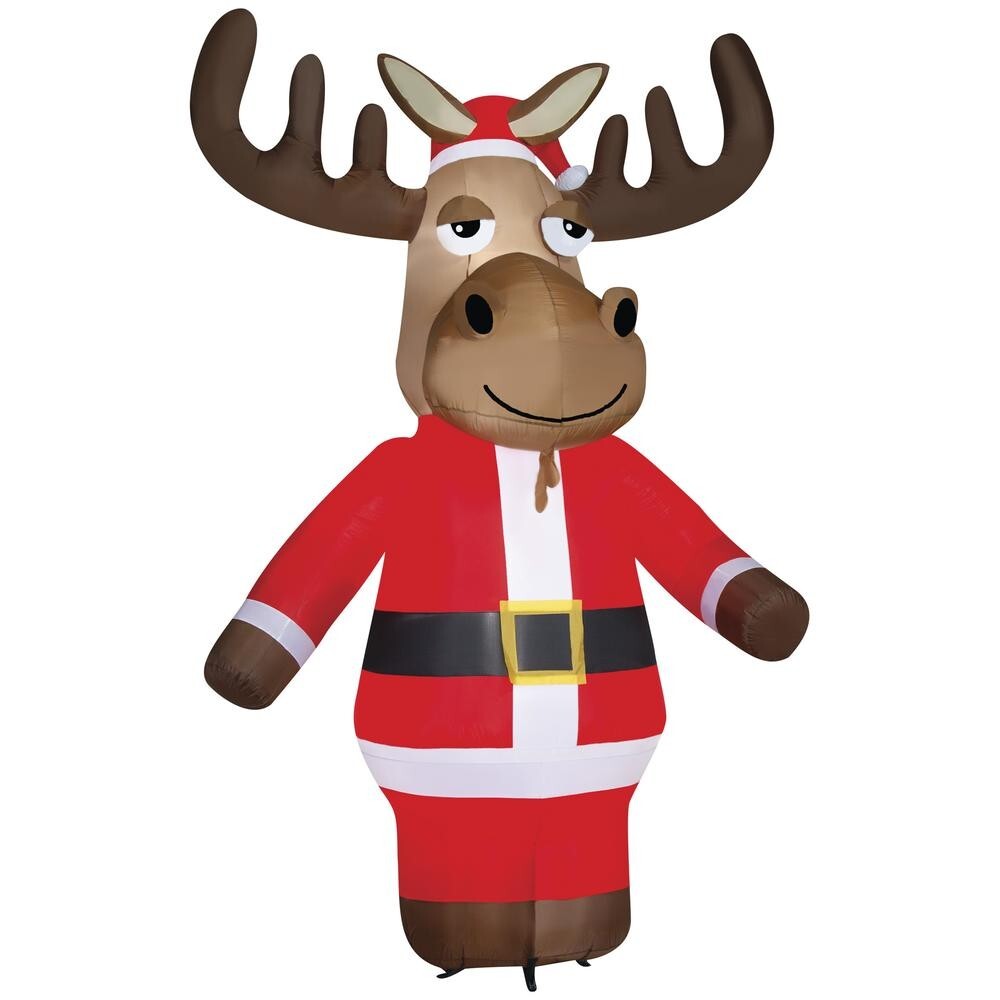 9’6″ LED Moose in Santa Suit Christmas Inflatable Indoor Outdoor Holiday Decor