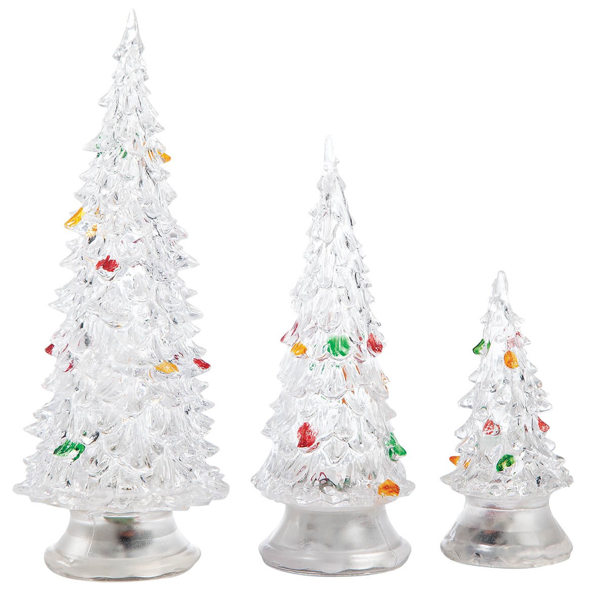 Acrylic Color-Changing Christmas Trees by Holiday Peak, Set of 3