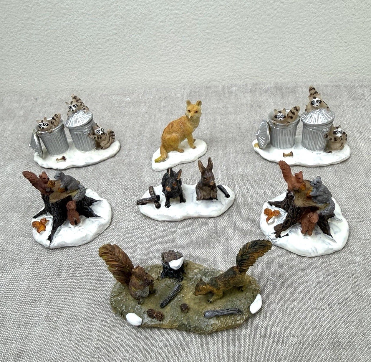 Vtg Christmas Village Miniatures Figures Lot of 7 Woodland Backyard Animals Fox