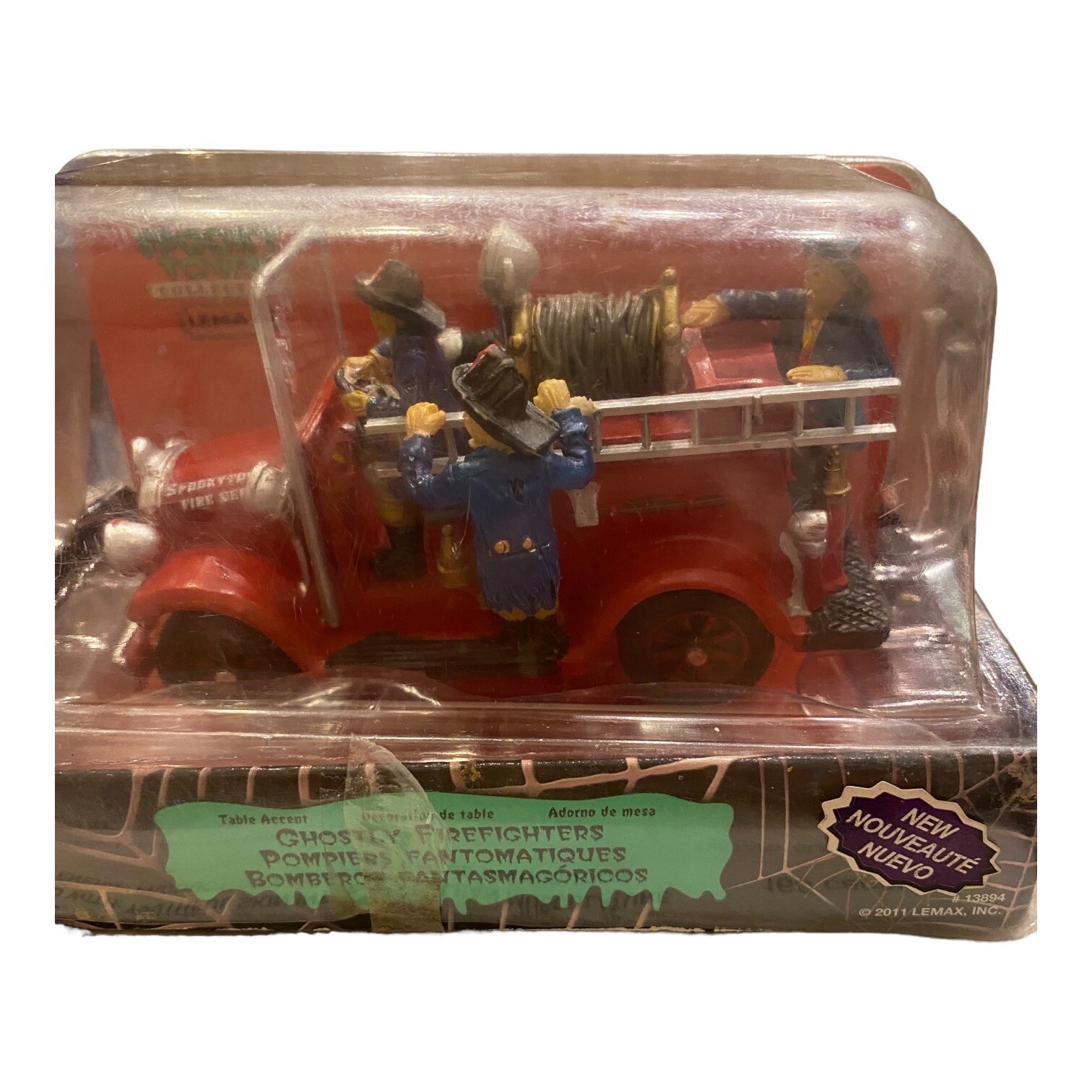 Lemax 13894 GHOSTLY FIREFIGHTERS Spooky Town NEW in Box Fireman Ghost Firetruck