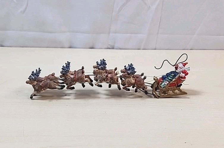 Department 56 Santa Sleigh 8 Reindeer Christmas Figurine Up Up Away Replacement
