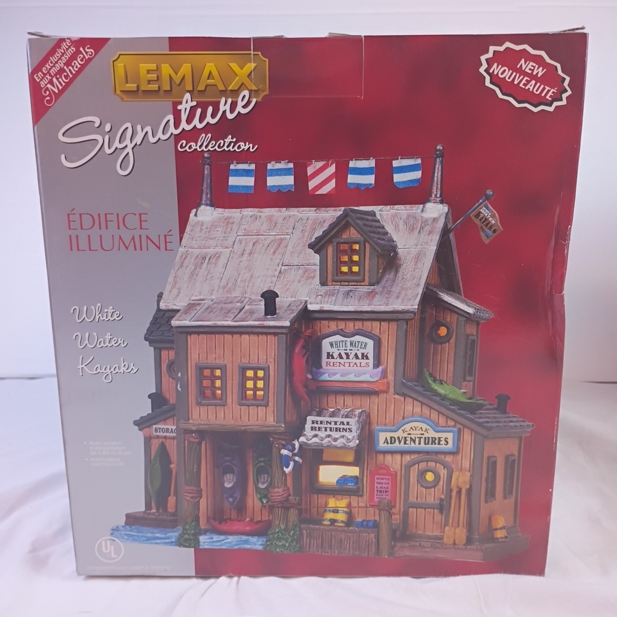 Lemax Signature Collection White Water Kayaks Lighted Building 2008 New in Box