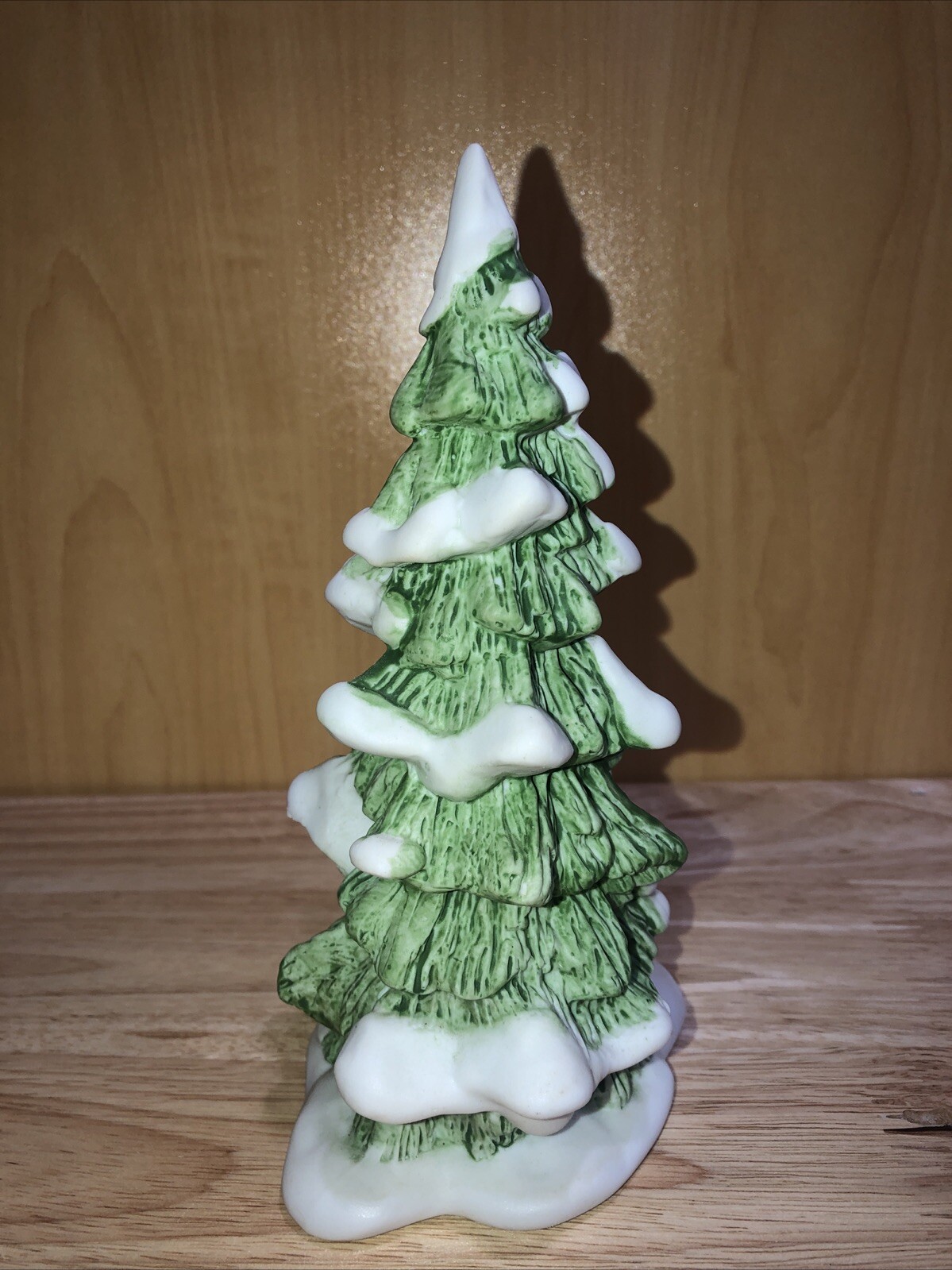 Dept 56 Village Porcelain Evergreen Tree With Snow 7 Inch Christmas Decoration