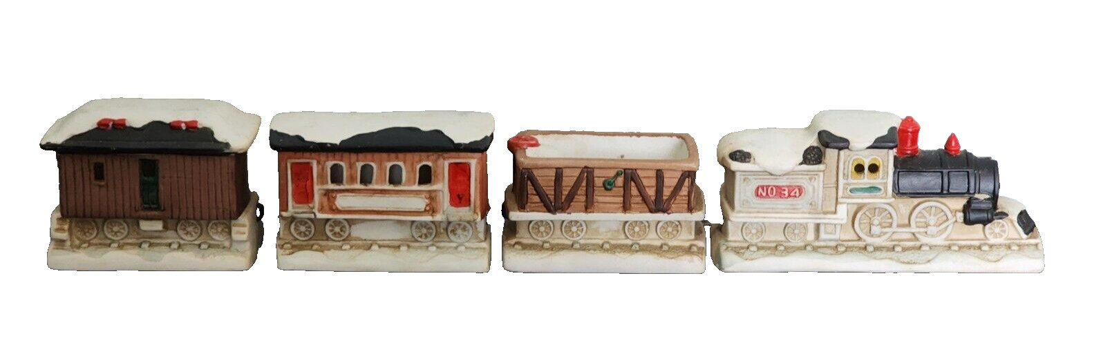 Vintage Porcelain Train Set 18″ Long Decorative Holiday Display Collectible 3″ T