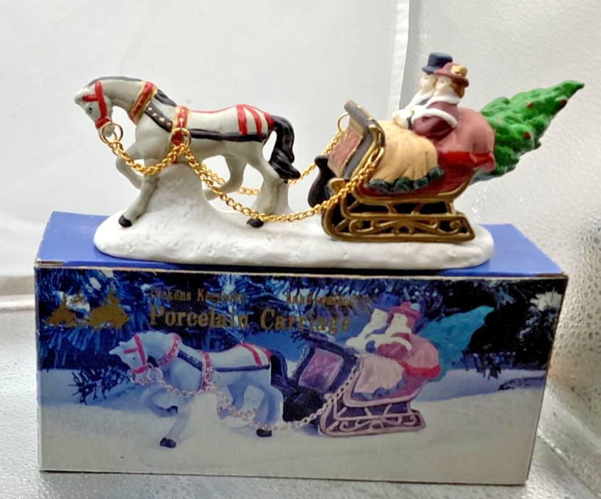 Dickens Keepsake porcelain Carriage horse-drawn couple Village accessory c56