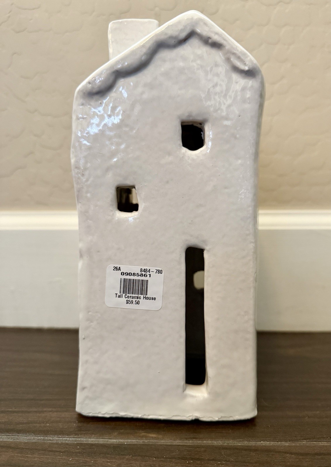 POTTERY BARN HANDCRAFTED CERAMIC CHRISTMAS VILLAGE HOUSE – TALL 9.5″