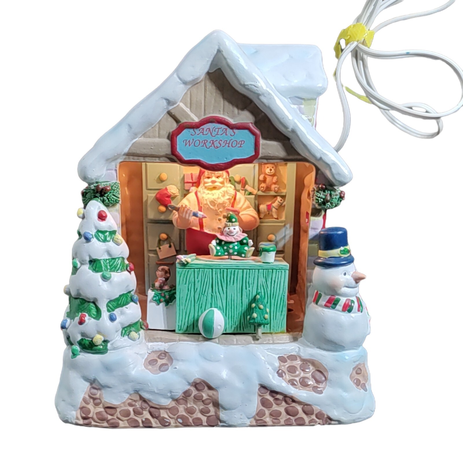 Trim a Home”Santa’s Workshop” W/Light Ceramic Christmas Display Holiday Vintage