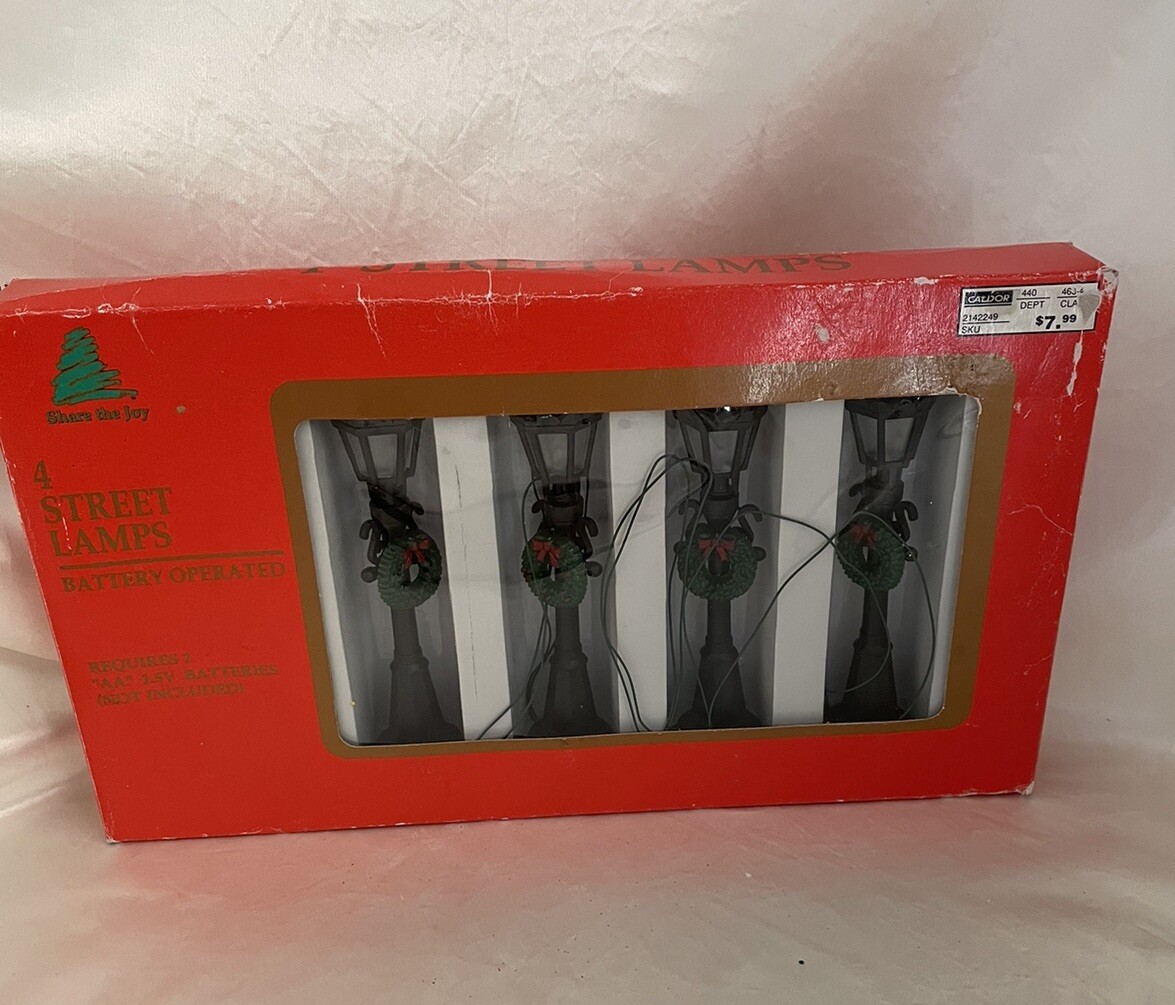 Share The Joy Christmas 4 Street Light Lamps, Battery Operated.