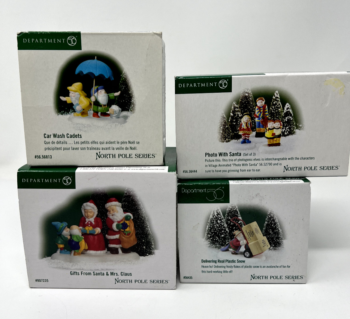 Dept 56 North Pole Village Photo With Santa Car Wash Gifts From Santa 4 Sets