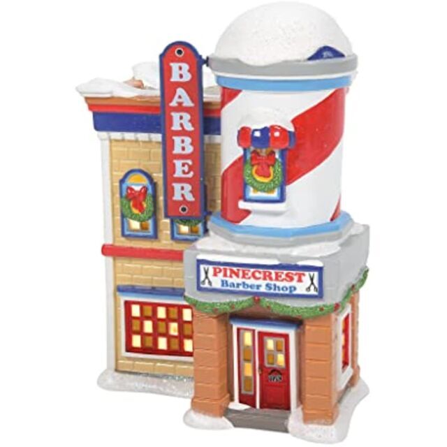 Departmentg 56 PINECREST BARBER SHOP Peanuts Village 6007735 BRAND NEW