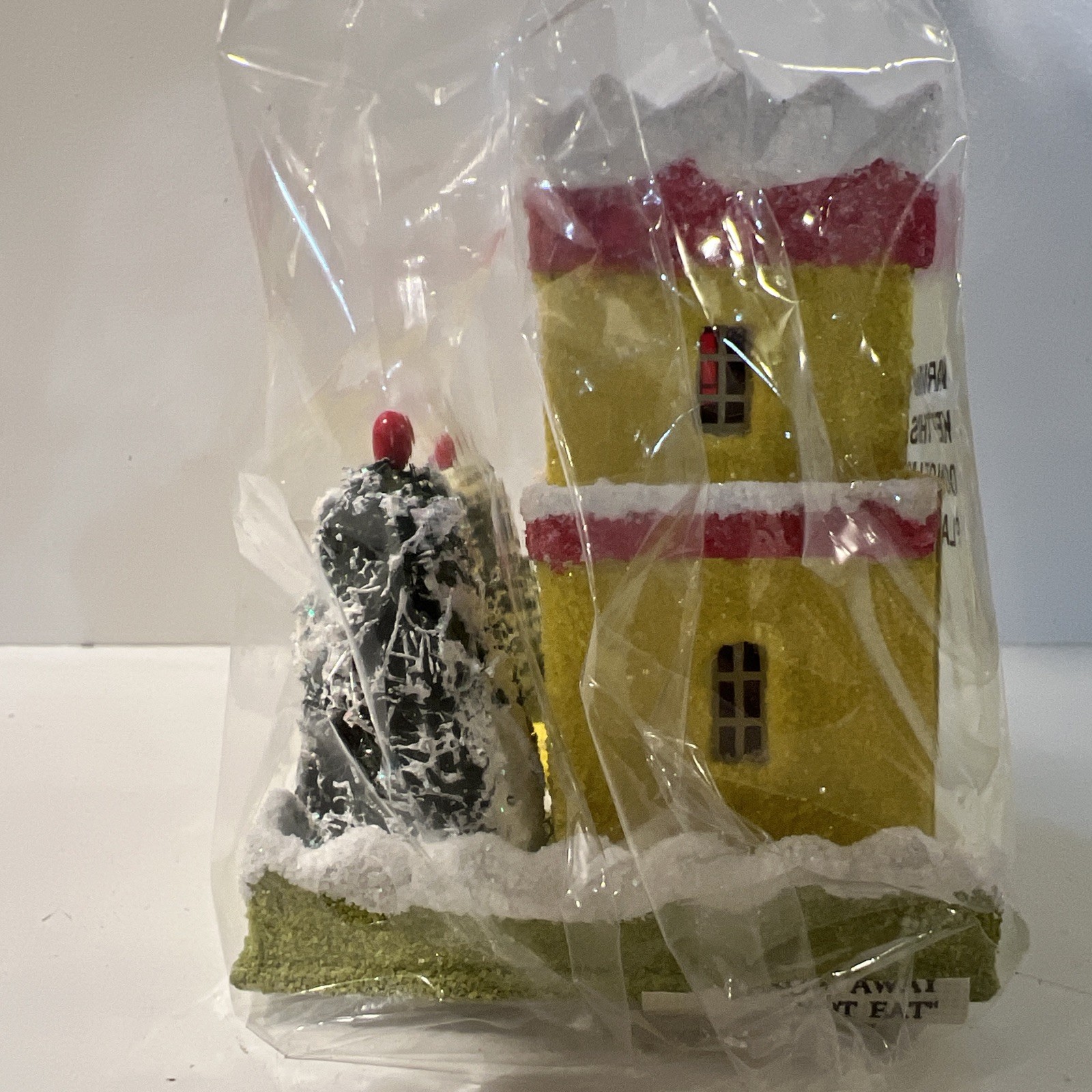 Christopher Radko Shiny Brite Sparkle Town Holly Leaf Yellow/Pink House New!