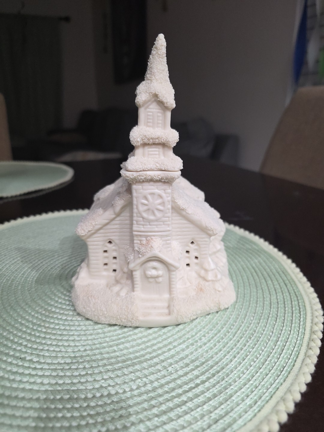 Vtg 1995 Bisque Porcelain Church, Home For The Holidays New