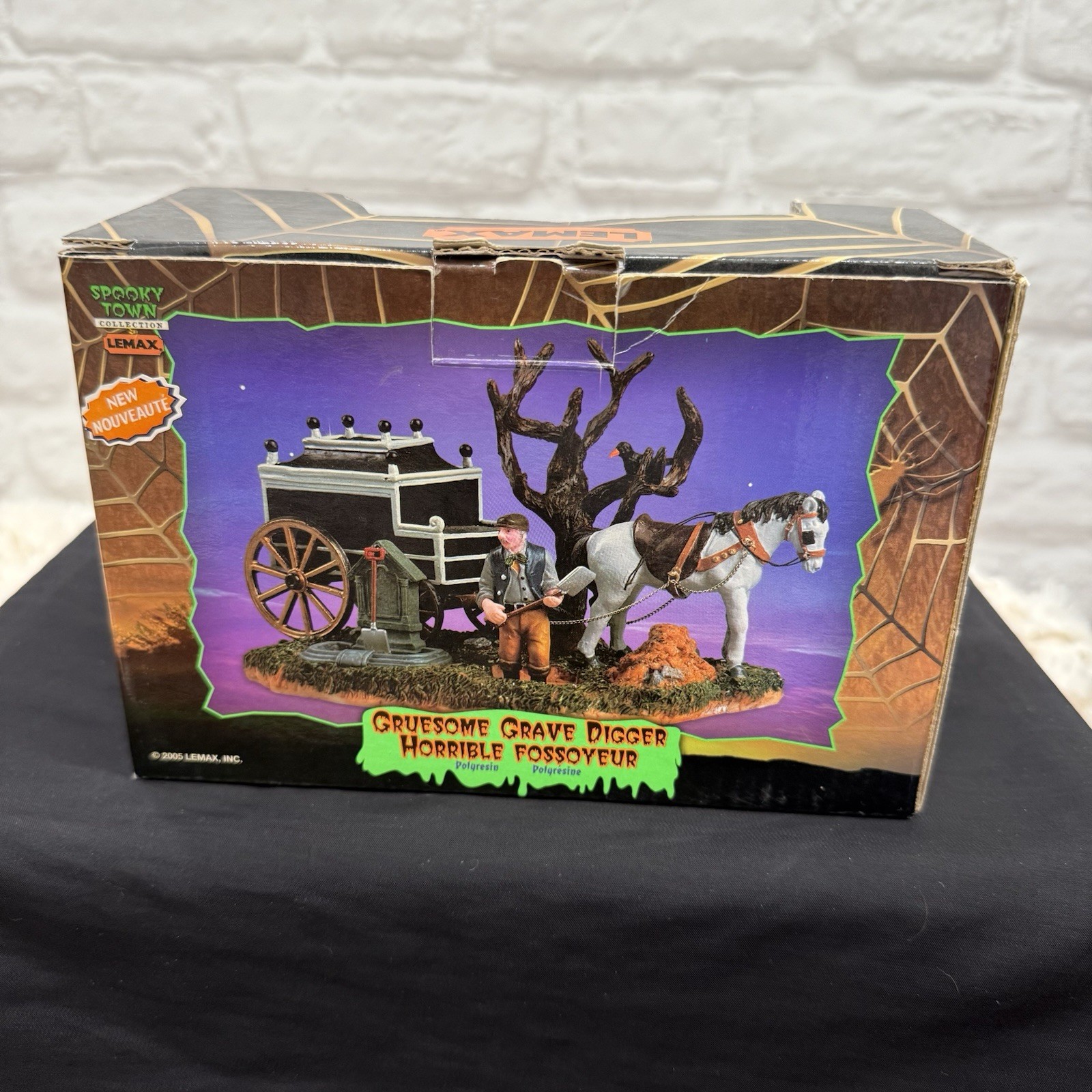 Lemax Spooky Town Gruesome Grave Digger Pumpkin Hollow Figurine 2005 In Box
