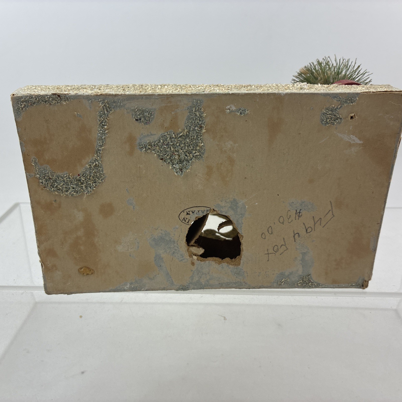 Vintage PUTZ House w/ Coconut Glitter, Bottle Brush Tree 6″ x 3.5″ x 4.75″ JAPAN