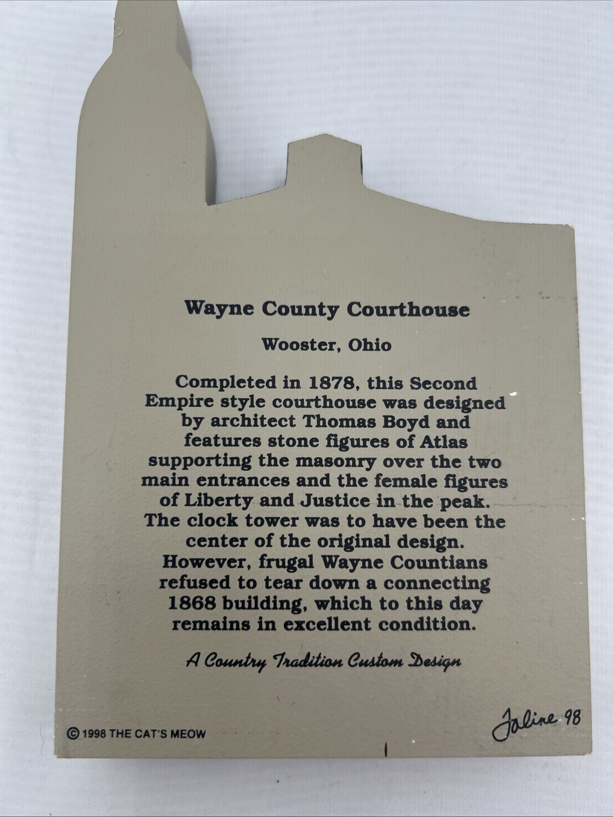 Cat’s Meow Village Wooden Shelf Sitter Wayne County, OH 1998 Convention RARE