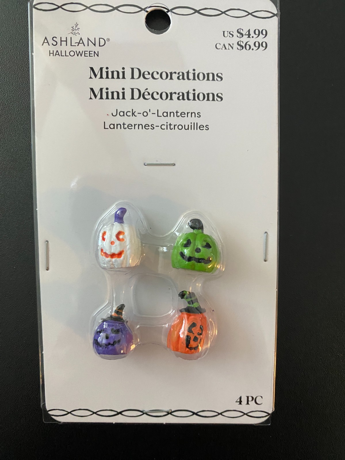 ASHLAND HALLOWEEN MINIATURES JACK-O-LANTERNS ~ SET OF 4 NEW IN PKG 2025 PUMPKINS