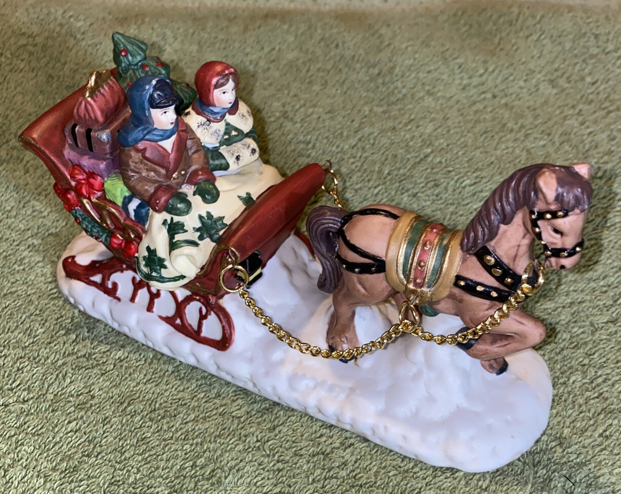 Vtg Christmas Village Accessory – Horse Drawn Carriage