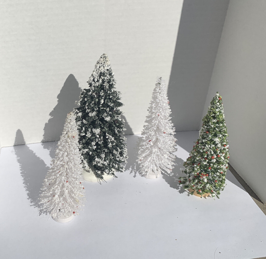 Lemax Christmas Fir Trees Mix Village lot x 4