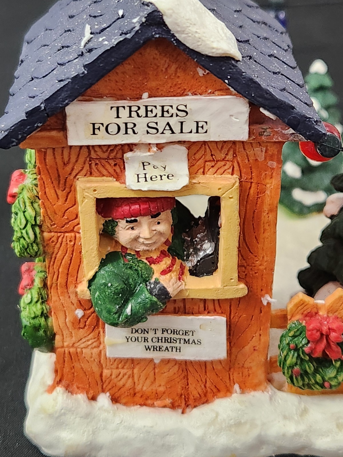 Traditions Resin Tree Lot Christmas Village Accessory Miniature Snow Scene Green