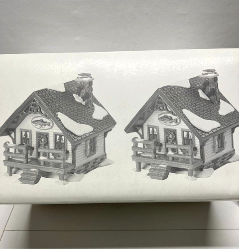 Department 56 Snow Village “Fisherman’s Nook Cabins” Set/ 2 Trout & Bass Cabins