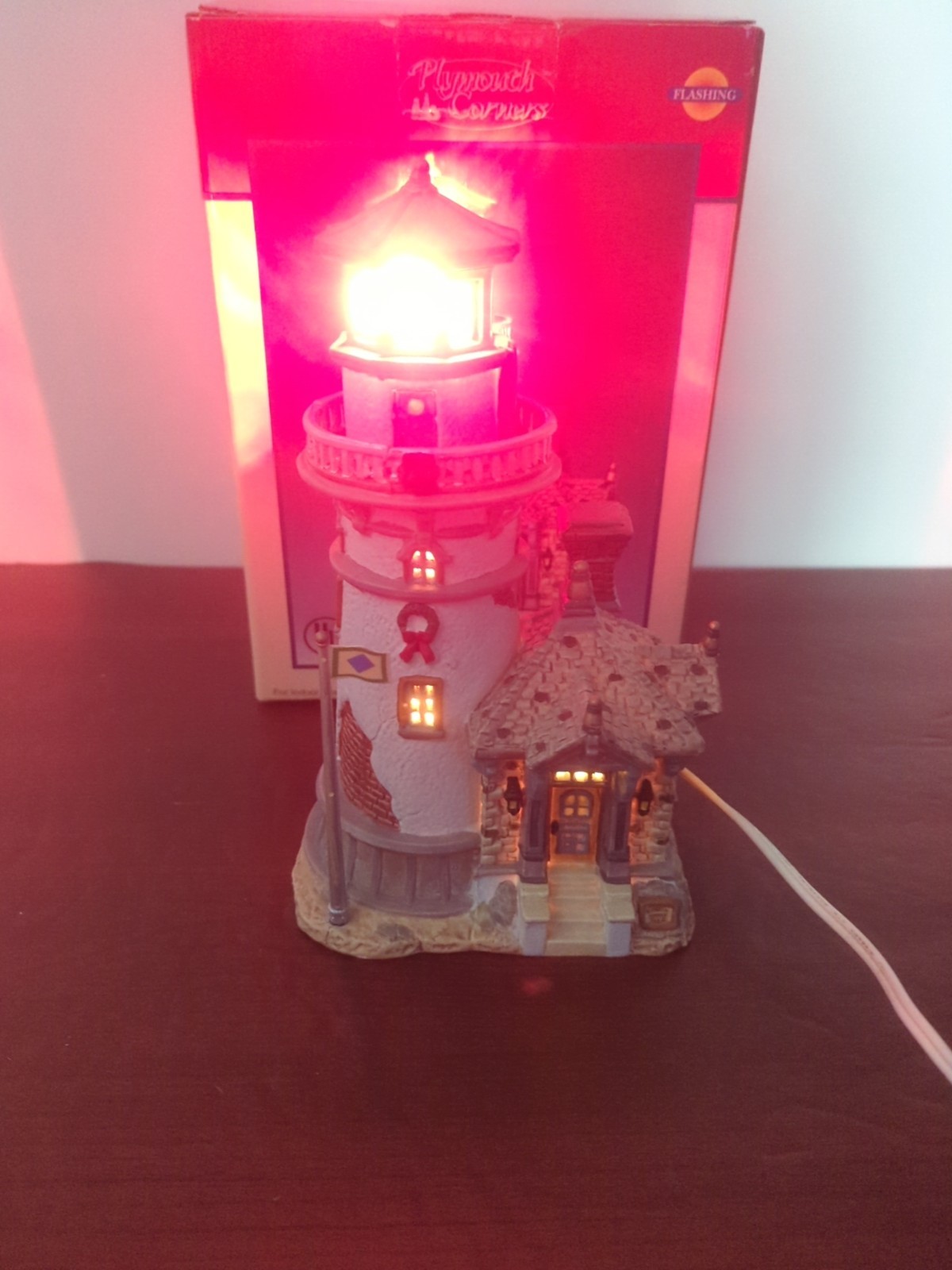 LEMAX 2003 Plymouth Corners Flashing PORCELAIN LIGHTED HOUSE