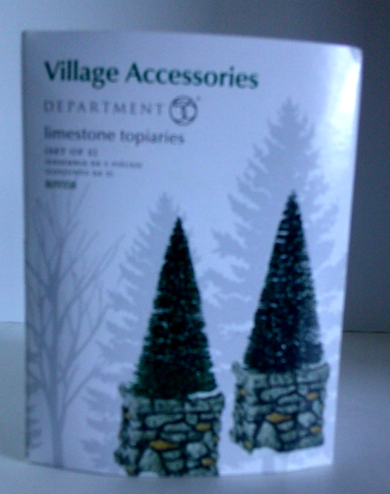 DEPT 56 “Village Accessories” – LIMESTONE TOPIARIES – Set of 2 – #809358 – NEW
