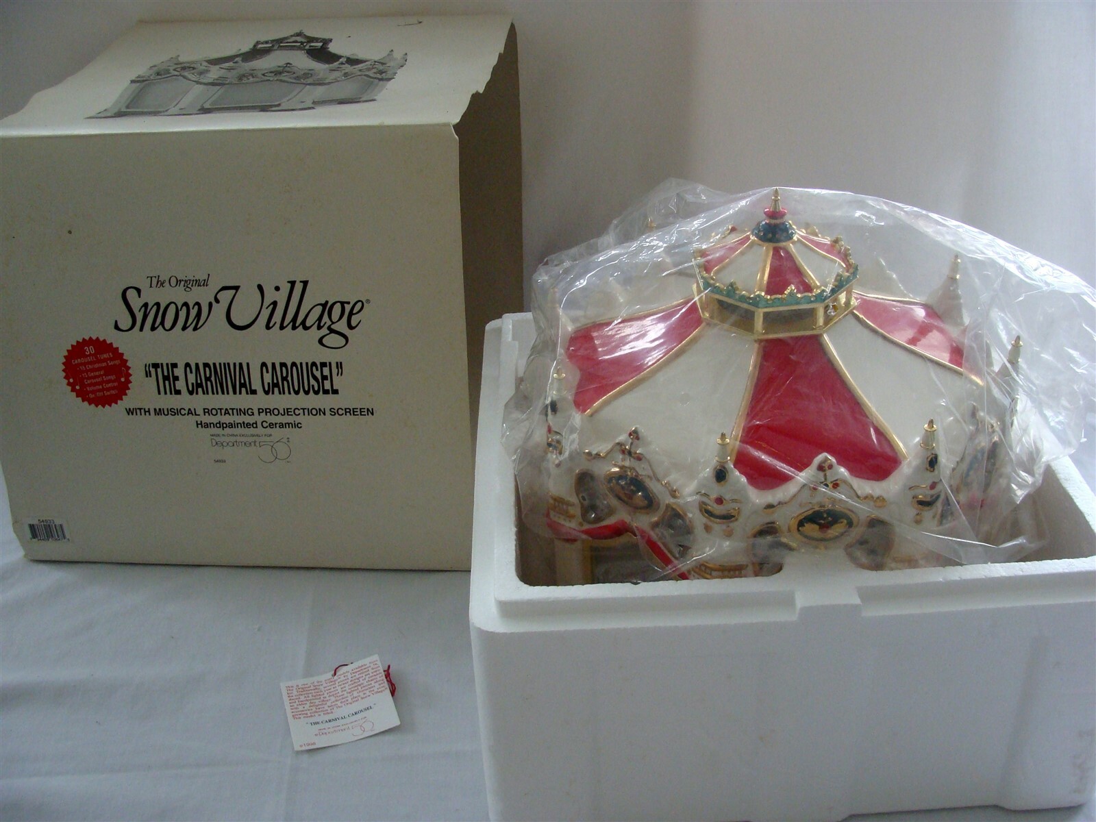 Dept 56 Snow Village Carnival Carousel 54933 With Musical Rotating Projection